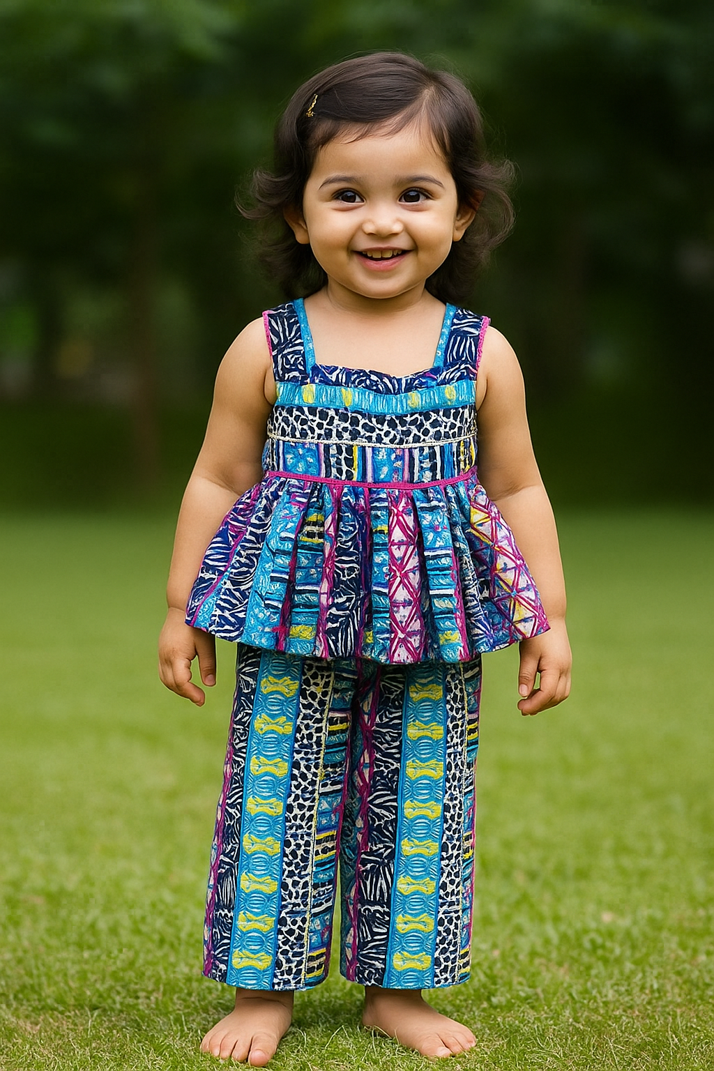 Frill Palazzo Baby Set - skyblue 