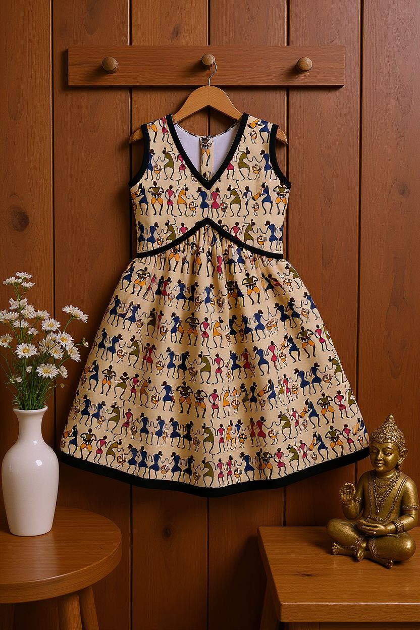 Baby Anarkali -sandel kalamkari 