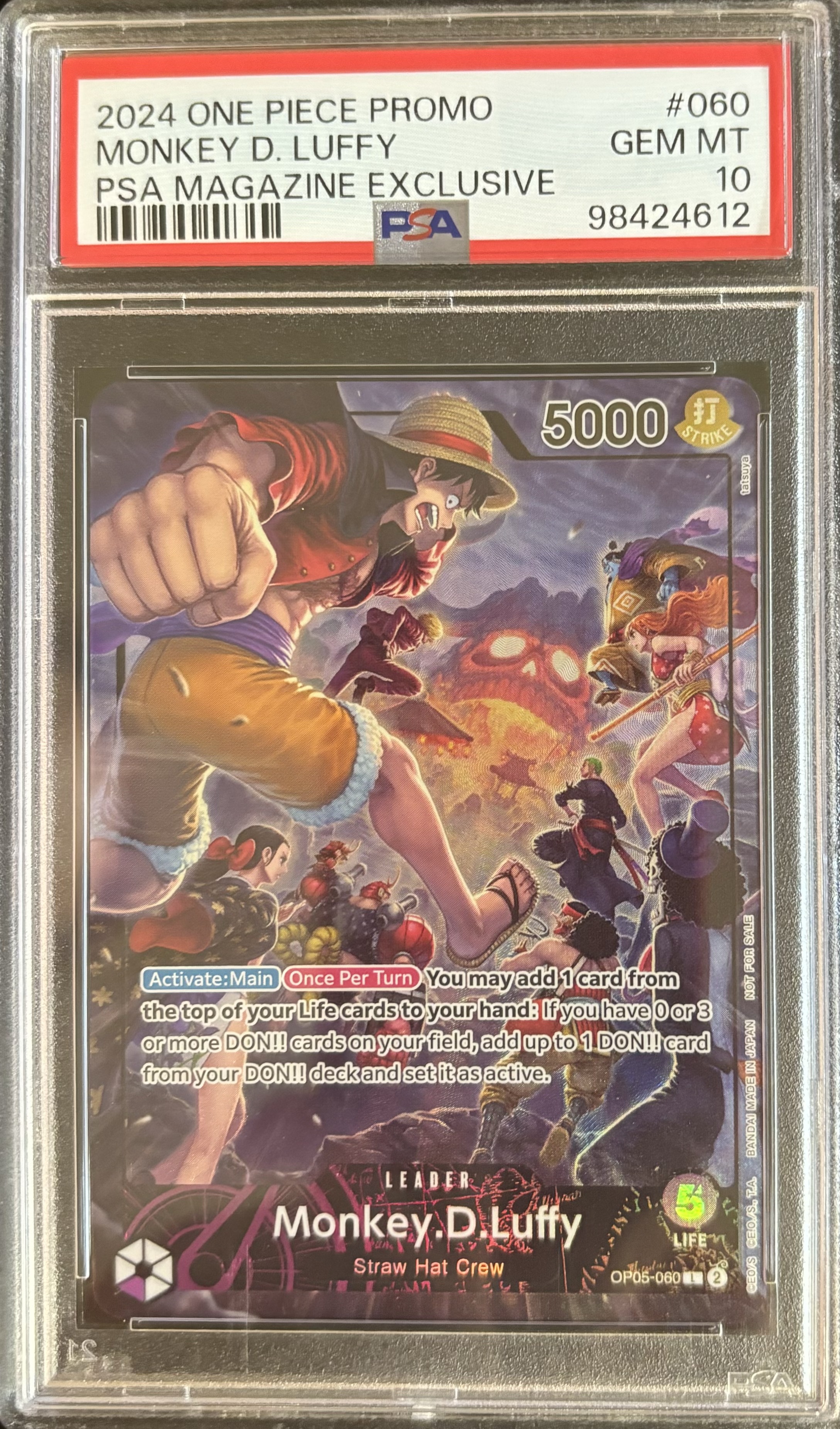 Carta promocional 2024 One Piece Monkey D. Luffy PSA 10