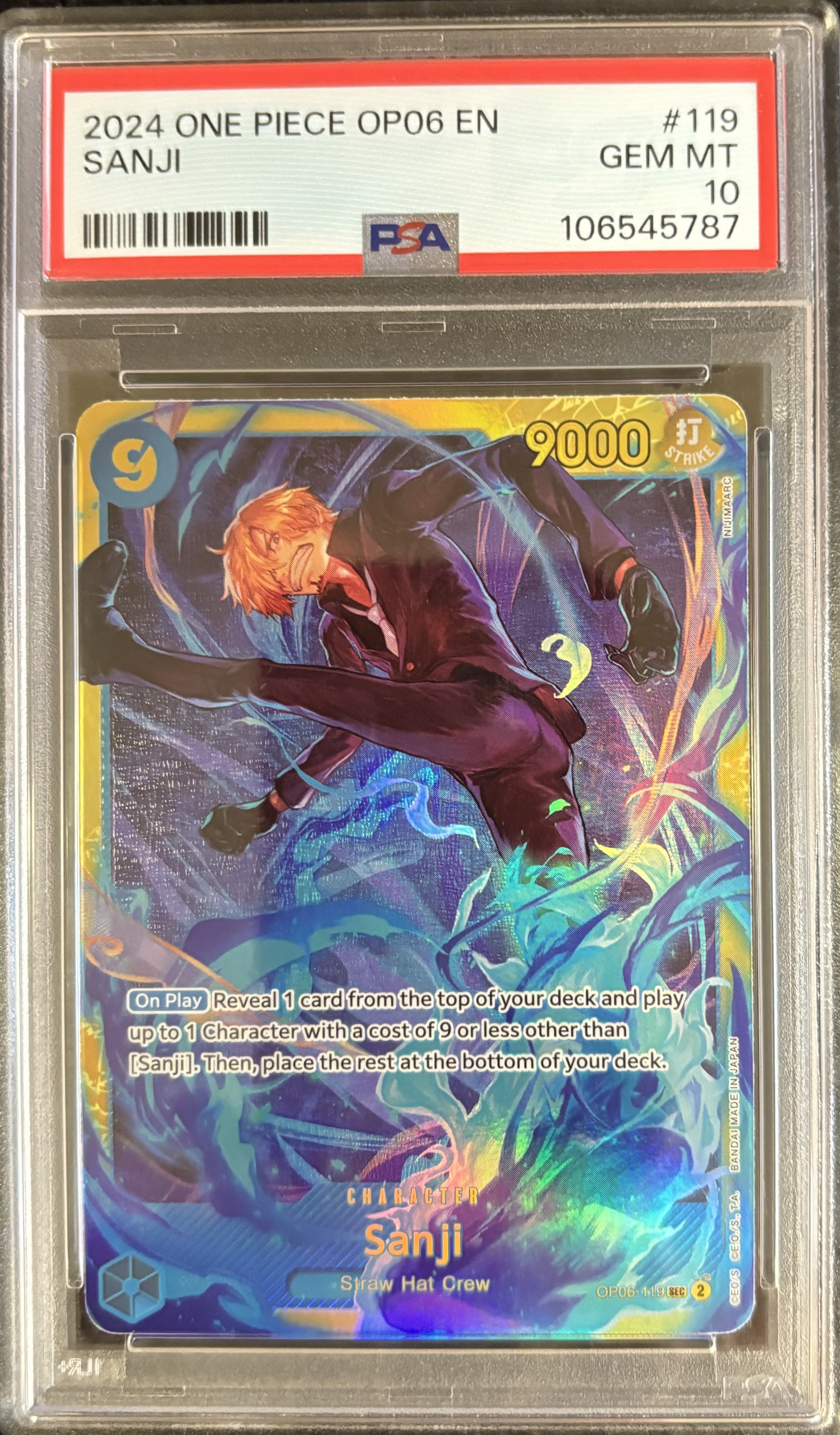 Carta Sanji 2024 ONE PIECE OPO6 EN #119 PSA 10