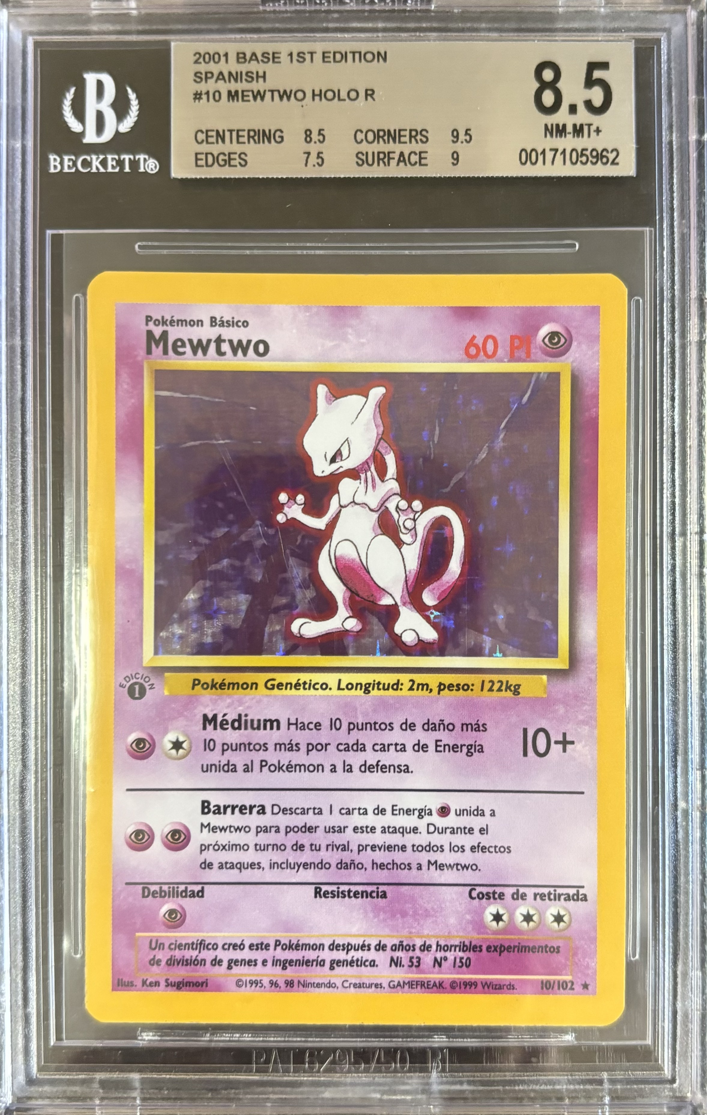 Carta Pokémon Mewtwo 1ª Edición 2001