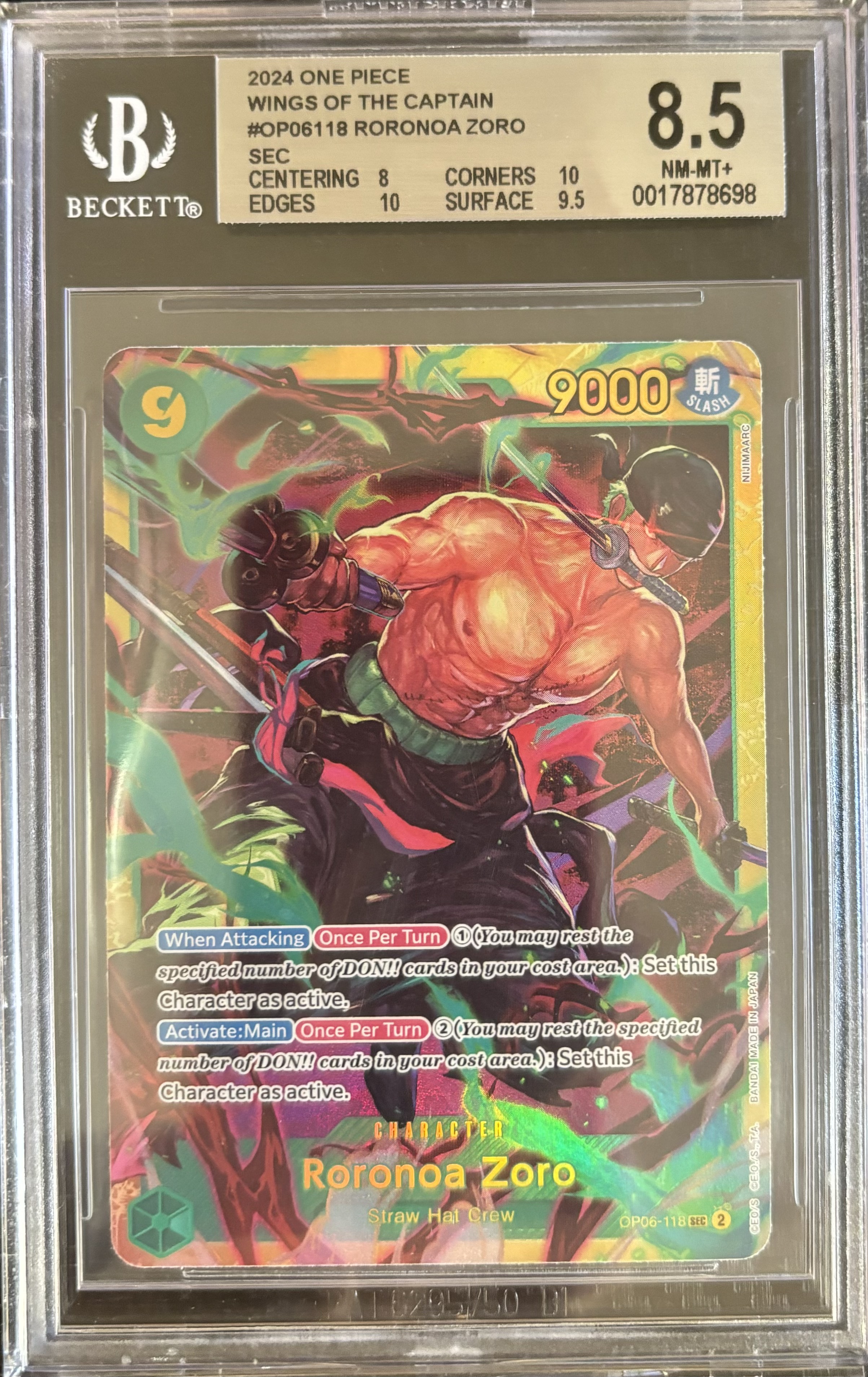 Carta coleccionable Roronoa Zoro 2024 One Piece