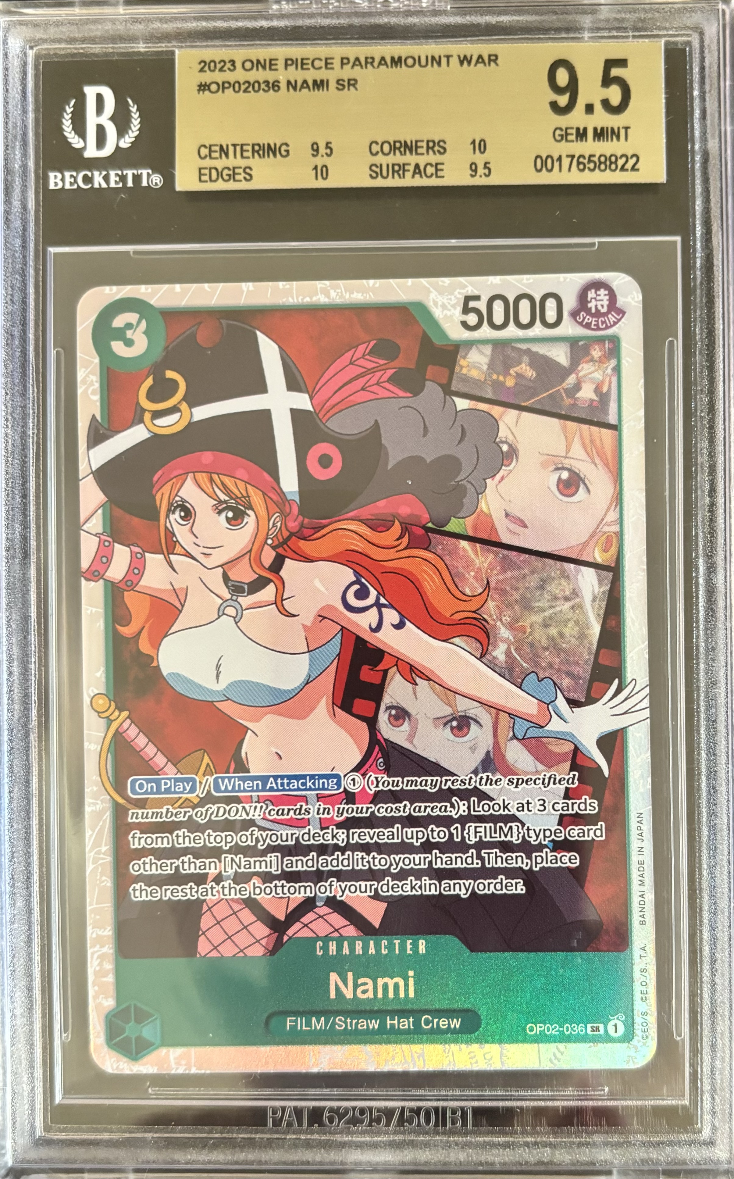 Carta coleccionable Nami SR One Piece Paramount War 2023