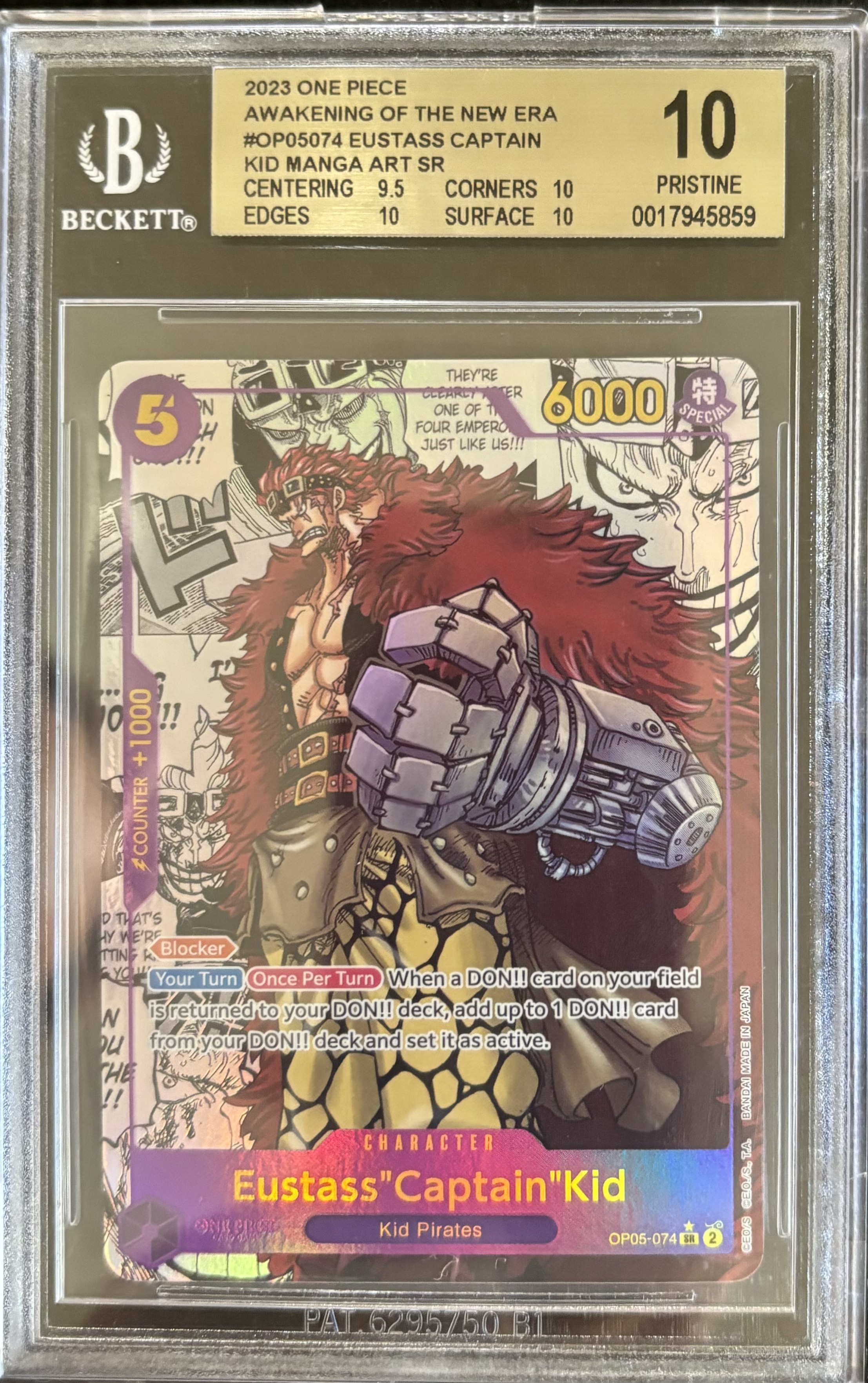 Eustass 'Captain' Kid - Carta Manga ONE PIECE (BGS 10 Pristine)