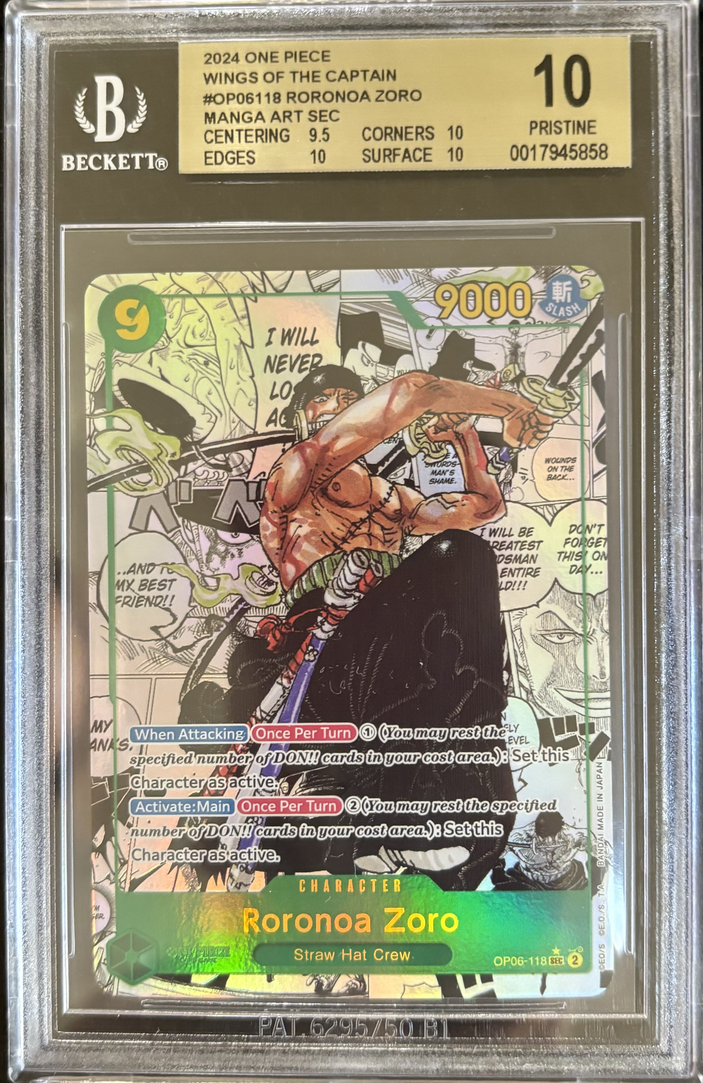 Carta Roronoa Zoro One Piece BGS 10
