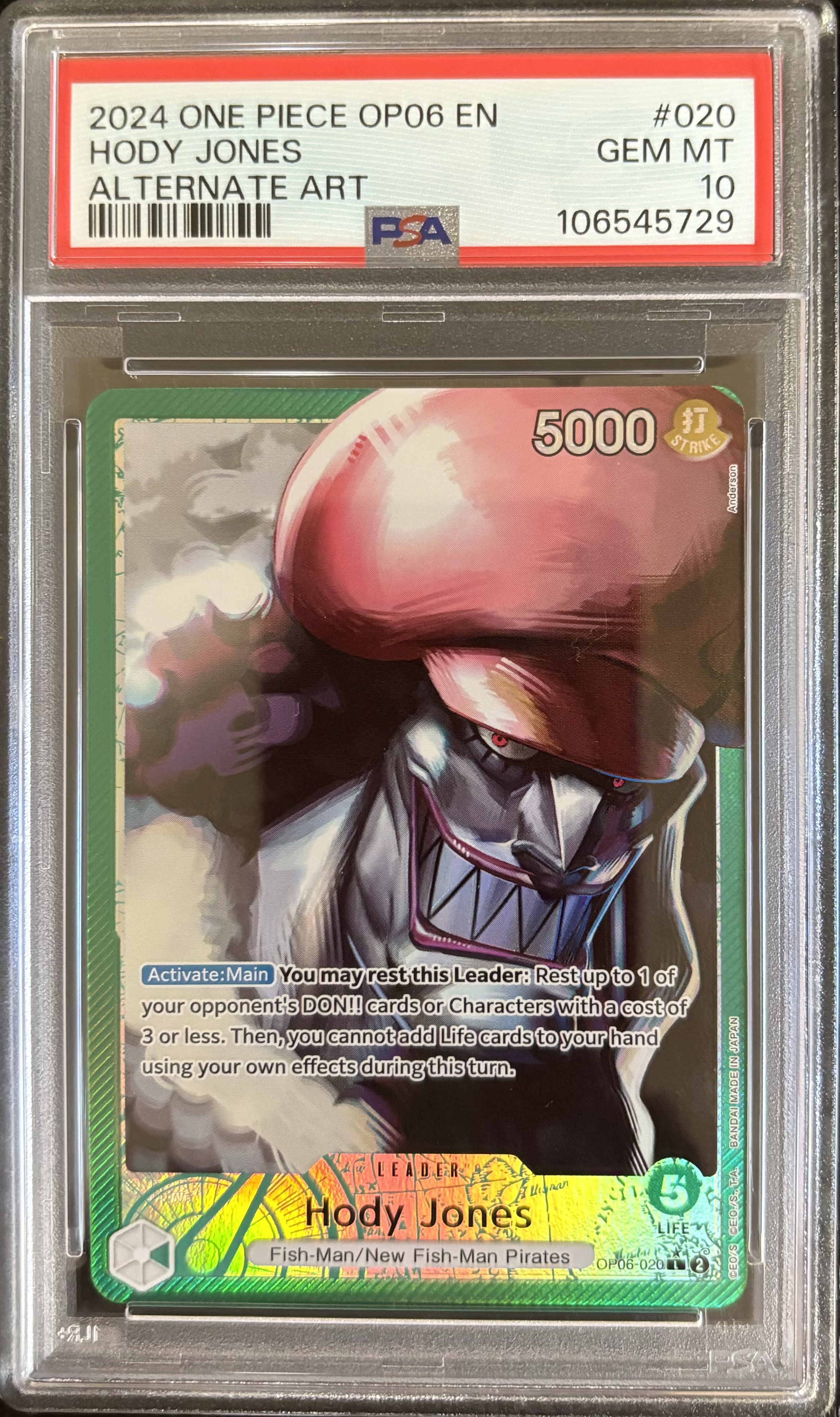 Carta Hody Jones One Piece OP06 EN PSA 10
