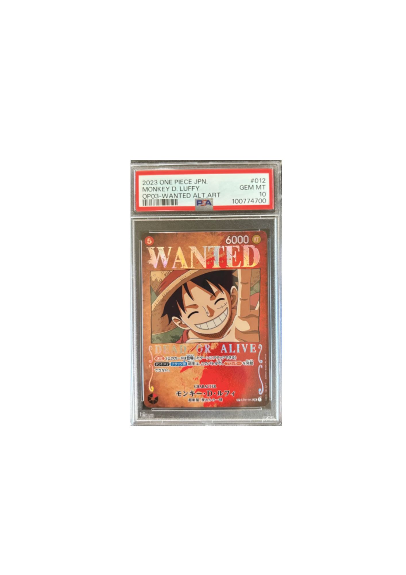 Carta Monkey D. Luffy Wanted Alt Art PSA 10