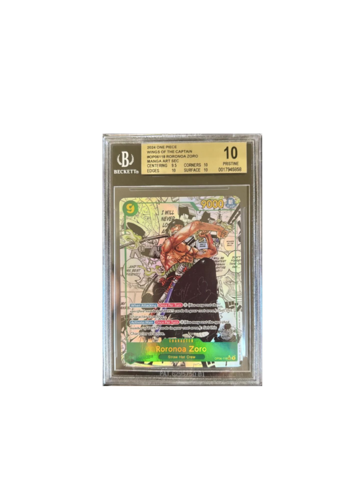 Carta Roronoa Zoro One Piece BGS 10