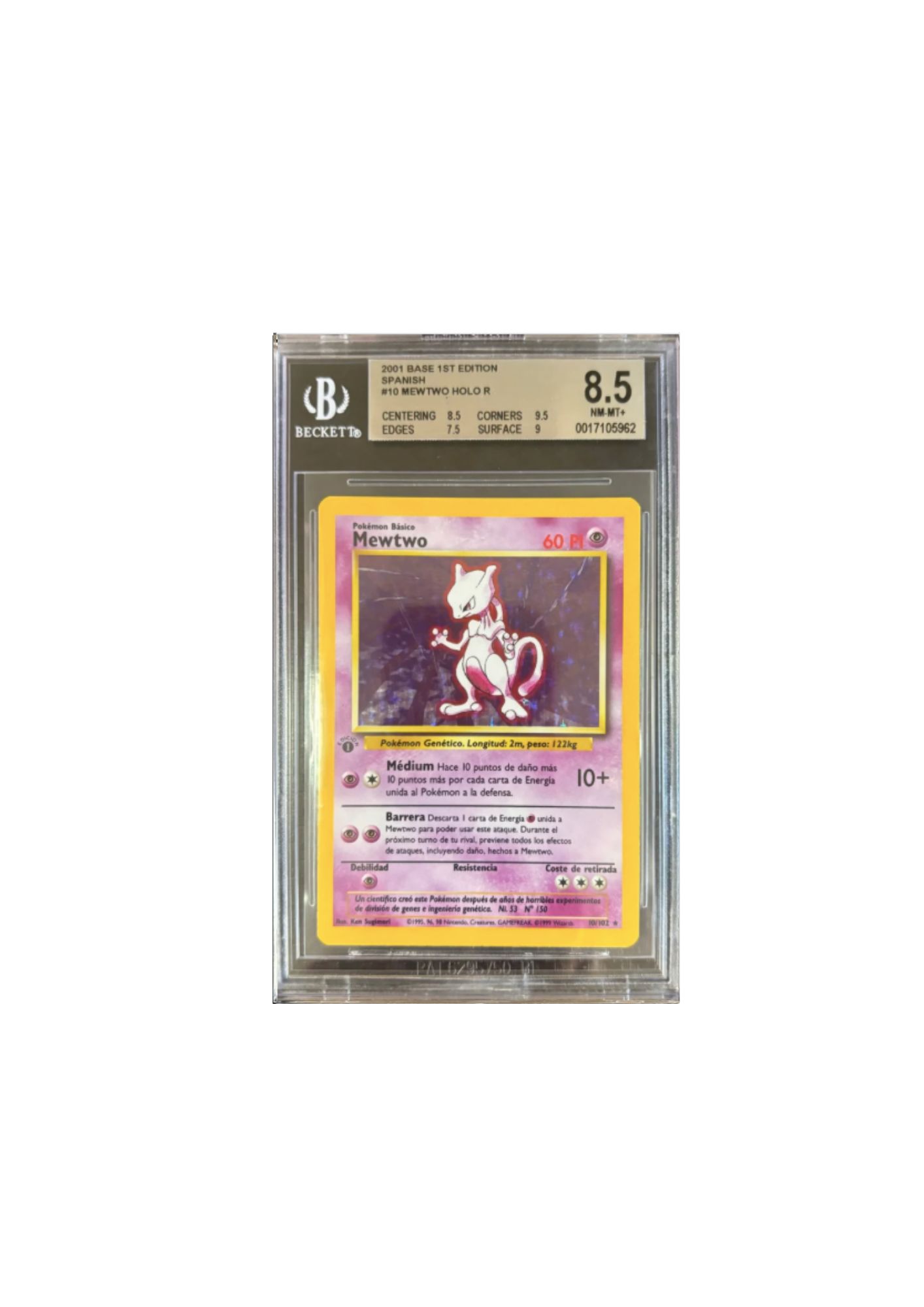 Carta Pokémon Mewtwo 1ª Edición 2001