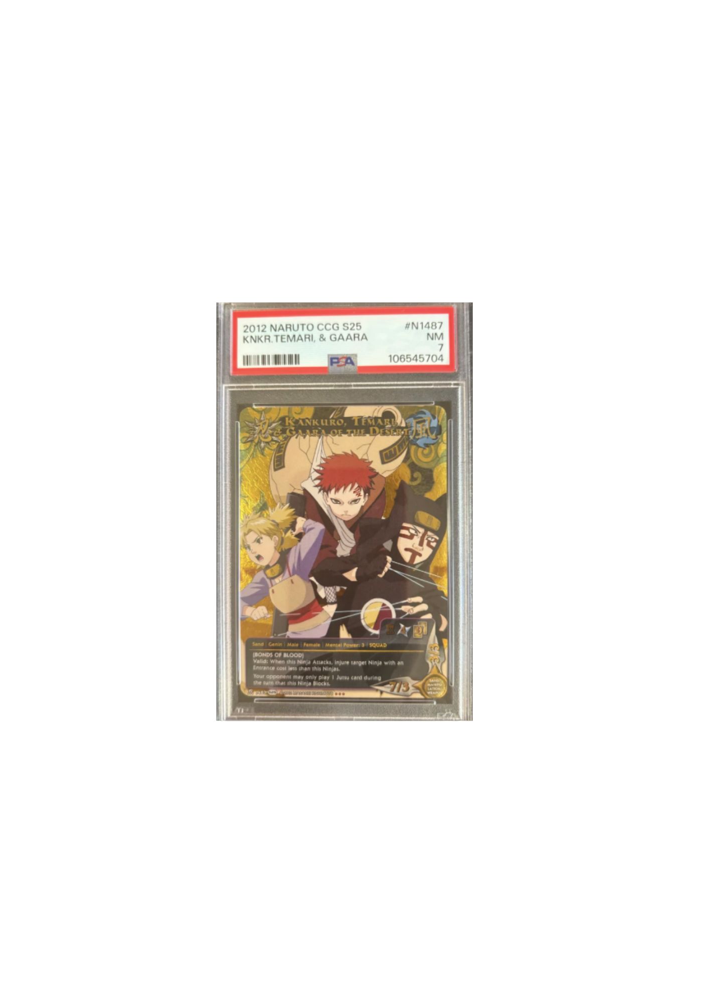 Carta coleccionable Naruto CCG S25: Kankuro, Temari y Gaara