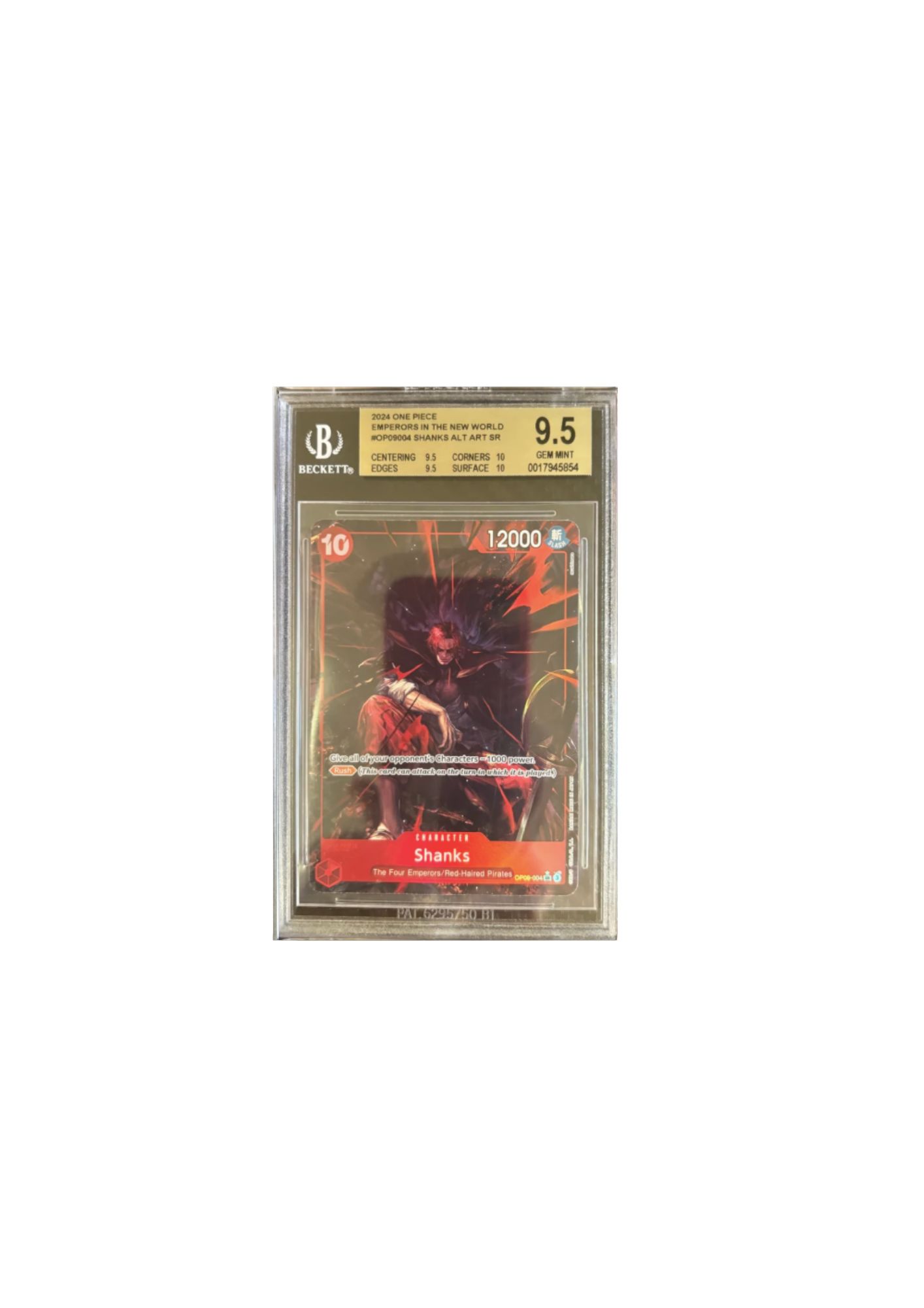 Carta de Shanks OP09-090 Alt Art SR (Beckett 9.5)