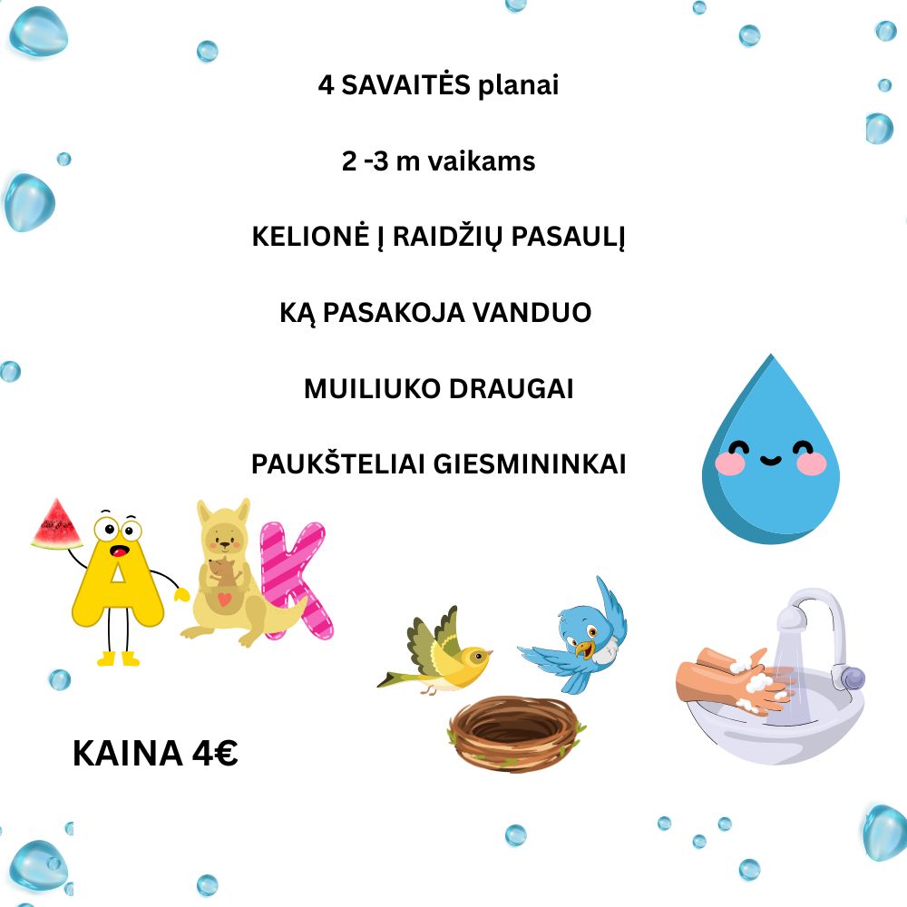 4 savaitės planai Lopšelinukų Mokytojoms