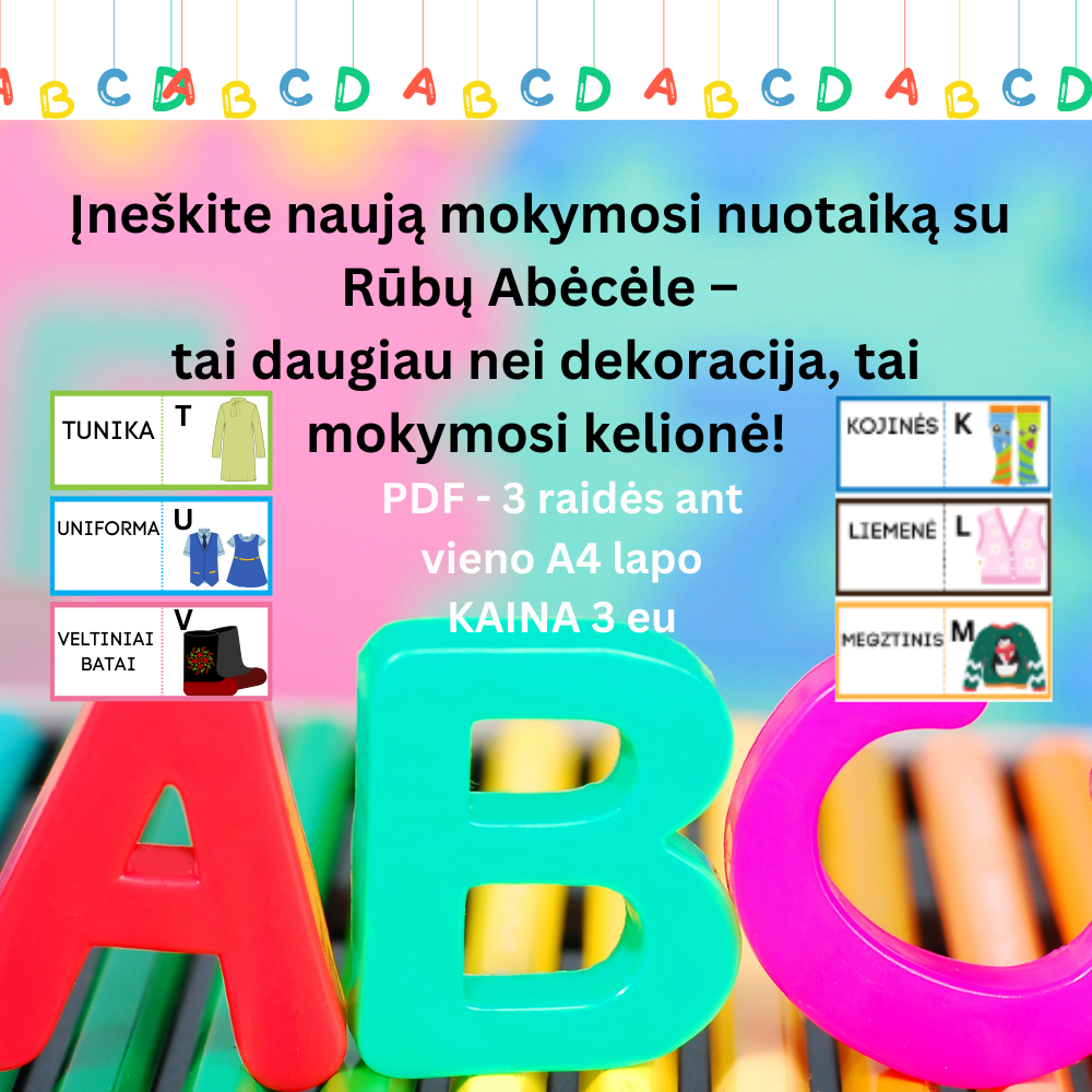 Rūbų abėcėlės kortelės