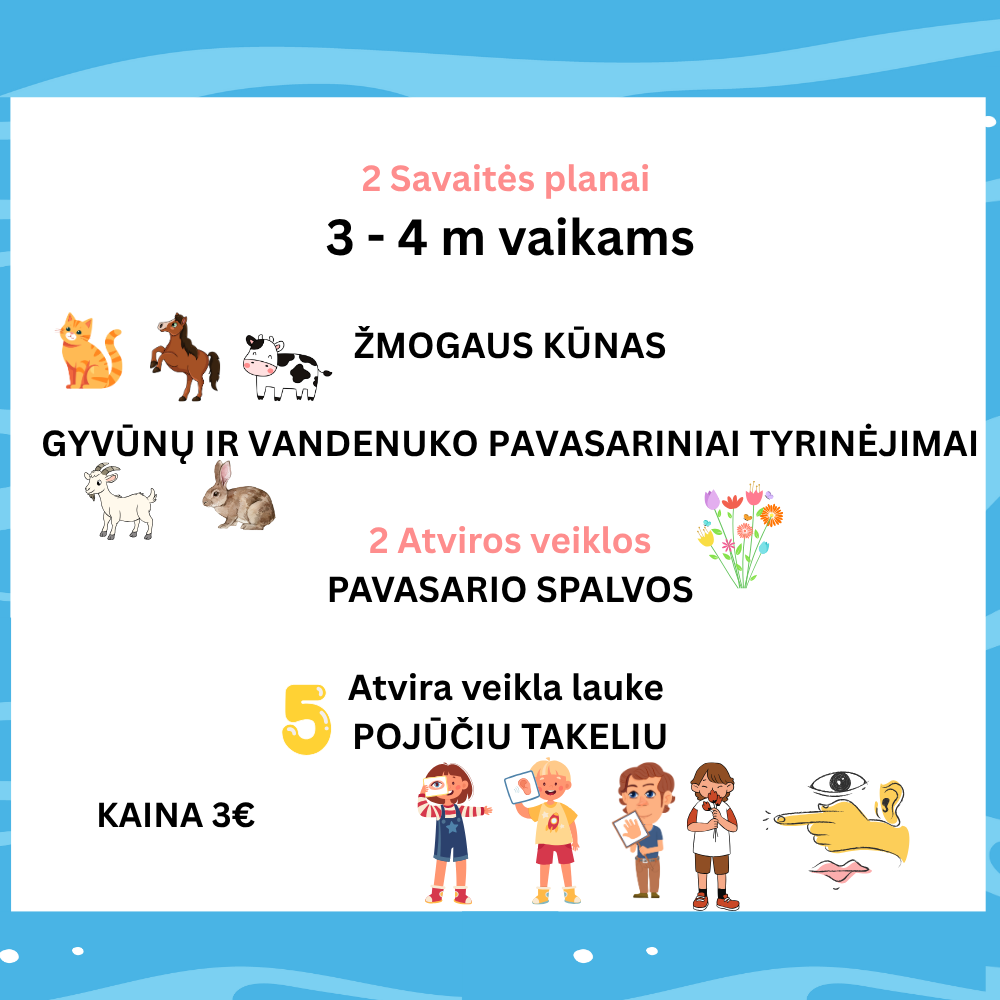 Mažoji kelionė per vaikystės pasaulį, kupiną juoko, atradimų ir tikrų pojūčių - 3 - 4 m vaikams