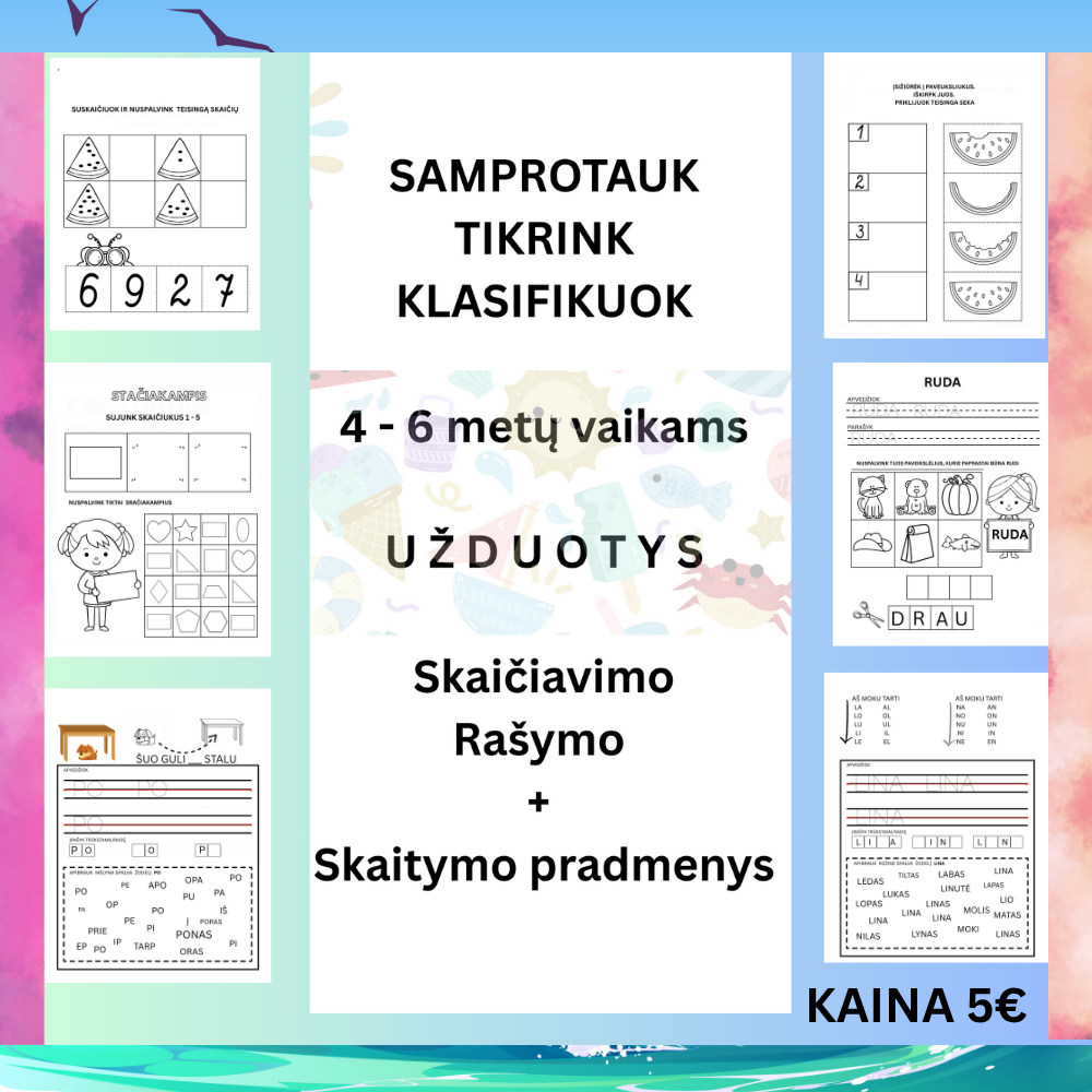 Samprotauk, Tikrink, Klasifikuok   - rinkinukas būsimiems priešmokyklinukams