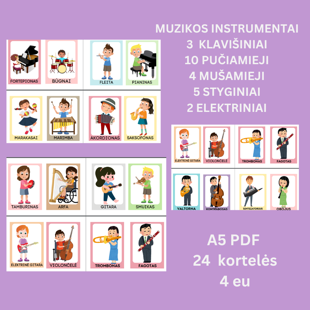 Muzikos Instrumentų Kortelės - PDF