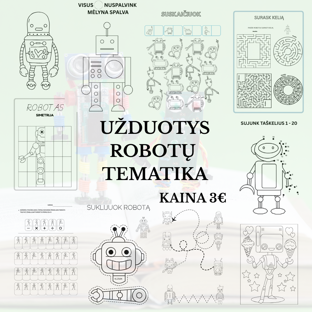 Rinkinukas Robotų tema - Nespalvotai