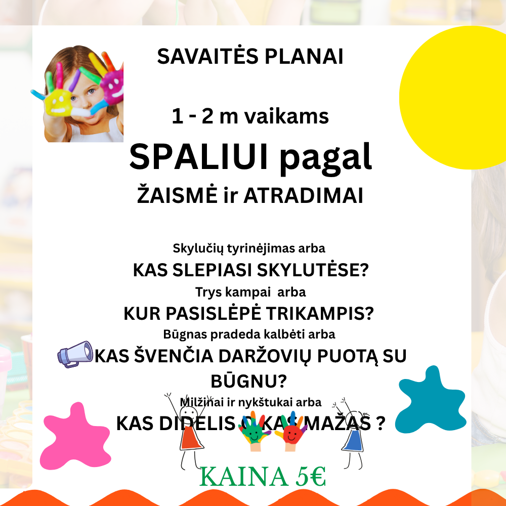 Spalio mėnesio savaitės planų rinkinukas 1–2 metų vaikams