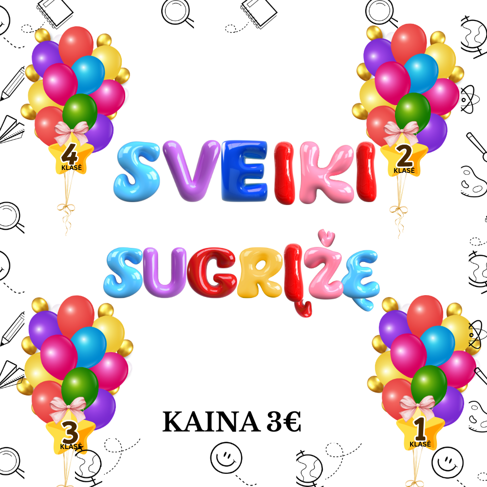  Spalvingų dekoracijų rinkinukas Jūsų 1 - 4 klasei!