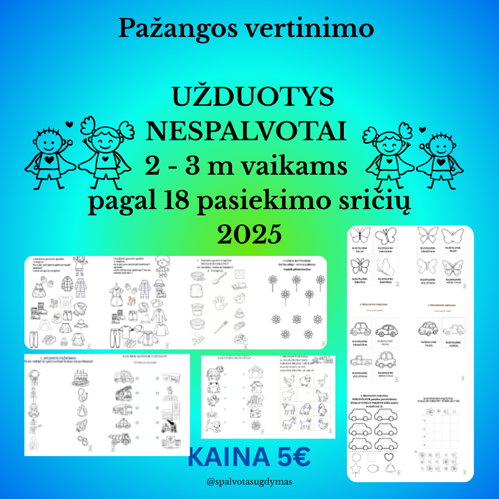 ANKSTYVOJO AMŽIAUS 2 - 3 m.VAIKŲ VERTINIMO RINKINYS pagal pasiekimų sritis