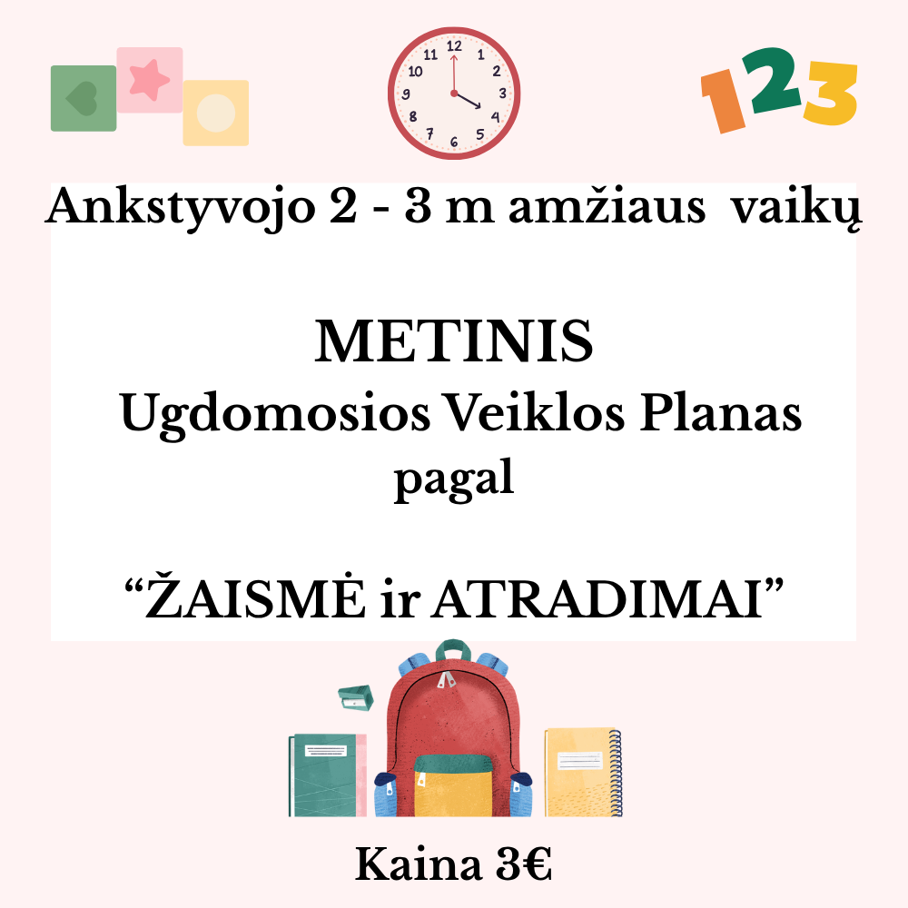Metinis ugdomosios veiklos planas 2 - 3 m vaikams pagal „Žaismė ir atradimai“ – Jūsų metų palydovas!