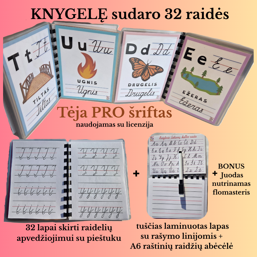 Abėcėlės RAIDELĖS, kurias galima rašyti vėl ir vėl