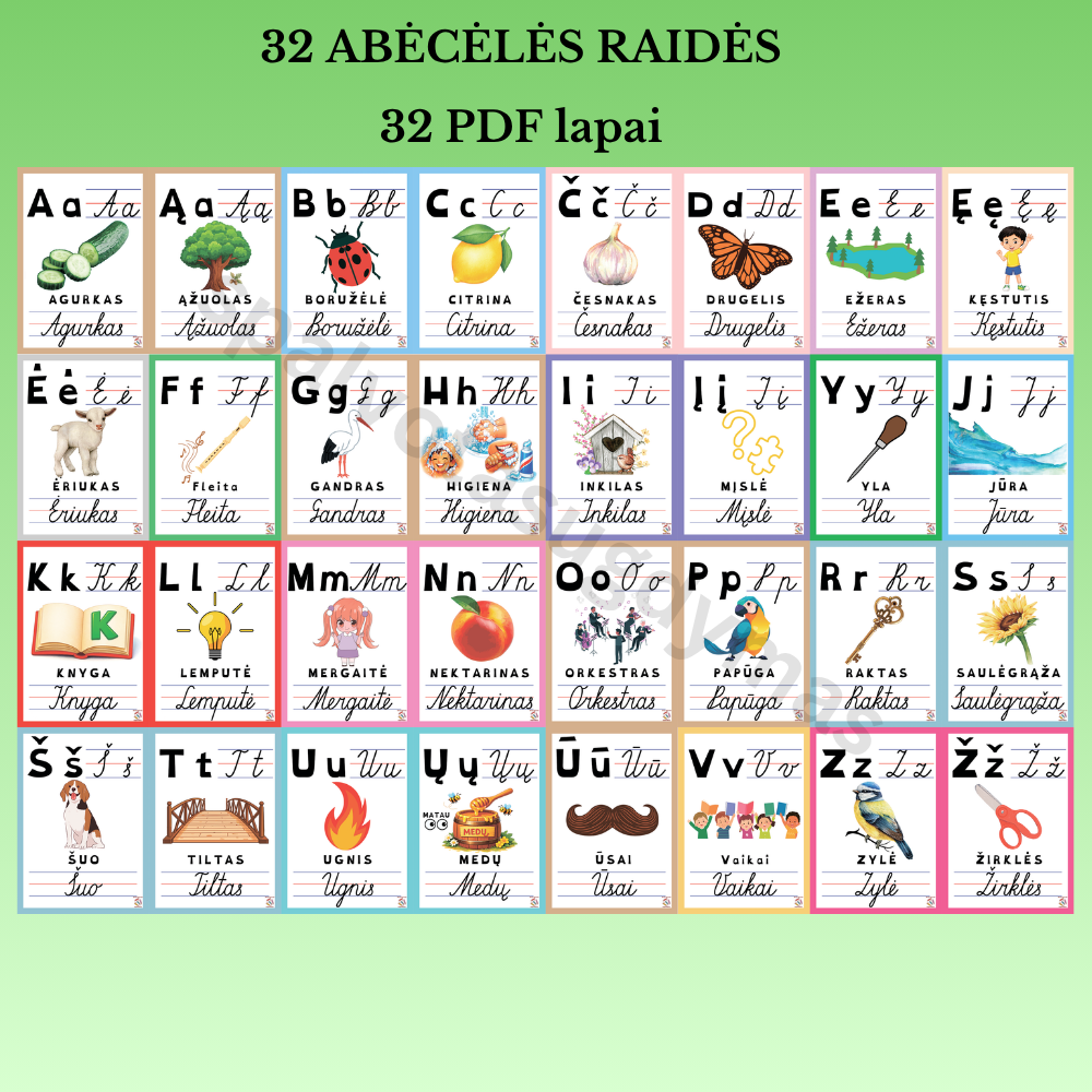 Abėcėlės RAIDELĖS, kurias galima rašyti vėl ir vėl