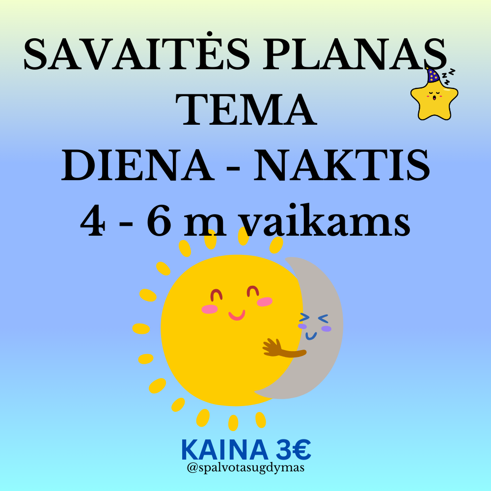 🌞🌙 DIENA – NAKTIS | savaitės planas su užduotimis 4–6 metų vaikams