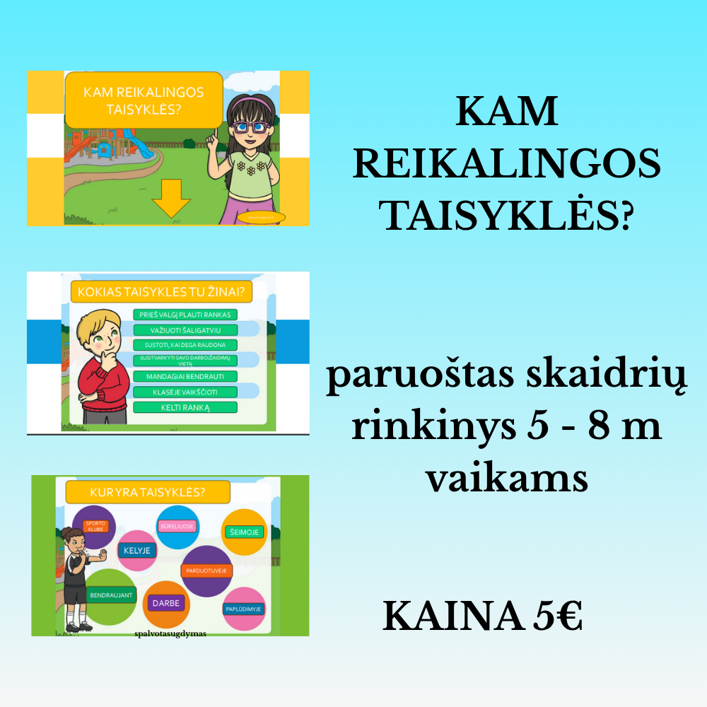 „Mūsų klasės taisyklės“ – paruoštas skaidrių rinkinys priešmokyklinukams ir pradinėms klasėms