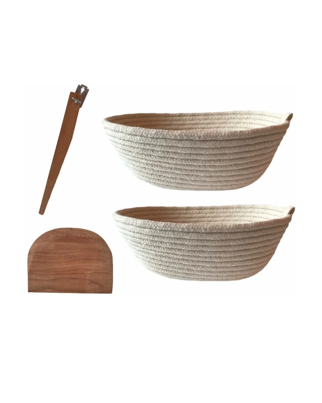 Kit Banneton Combo 2 Ovalados 28x15x10 Greña Cornet Pan Blanco