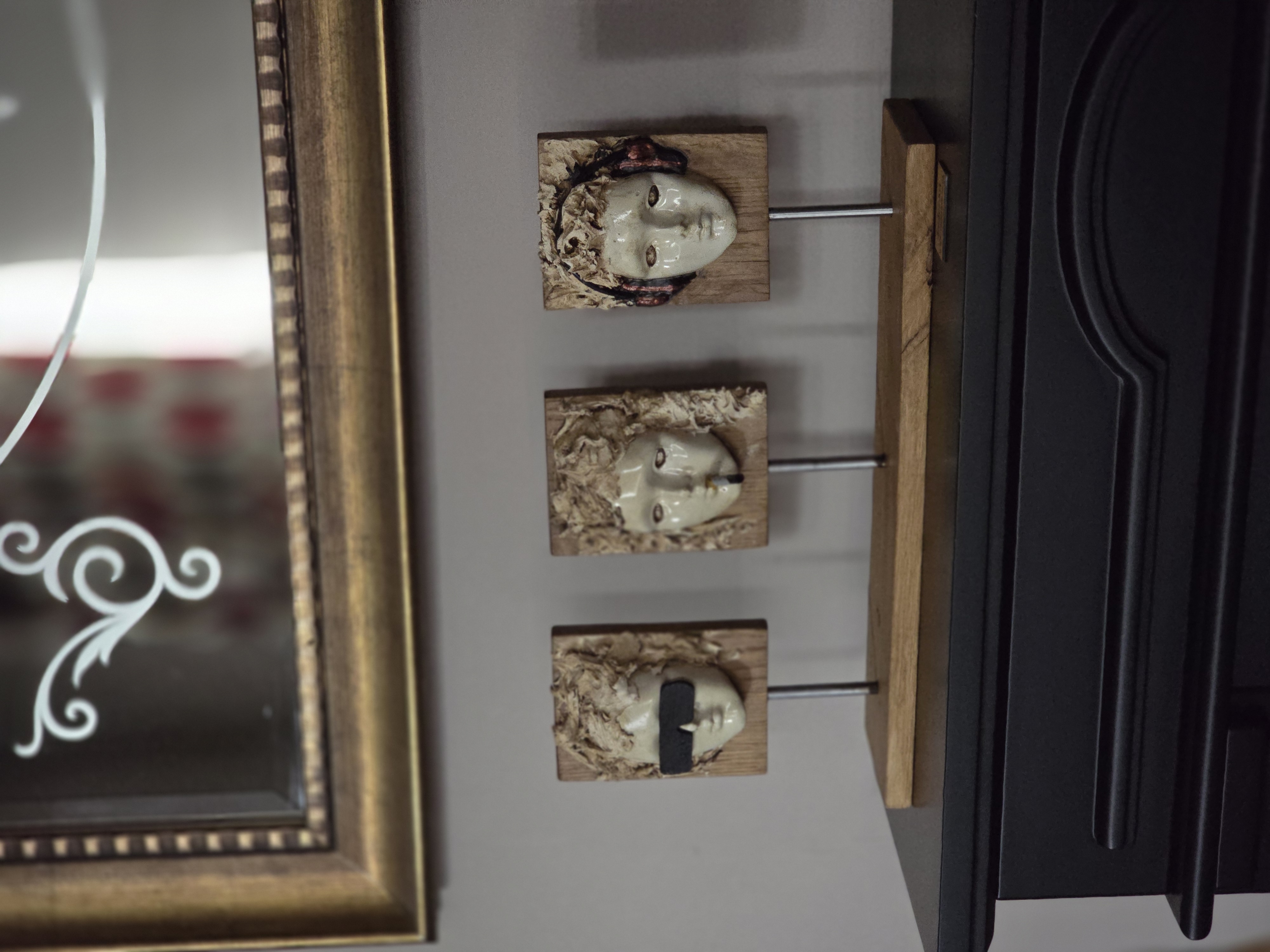 Modern Abstract triple heads sculpture