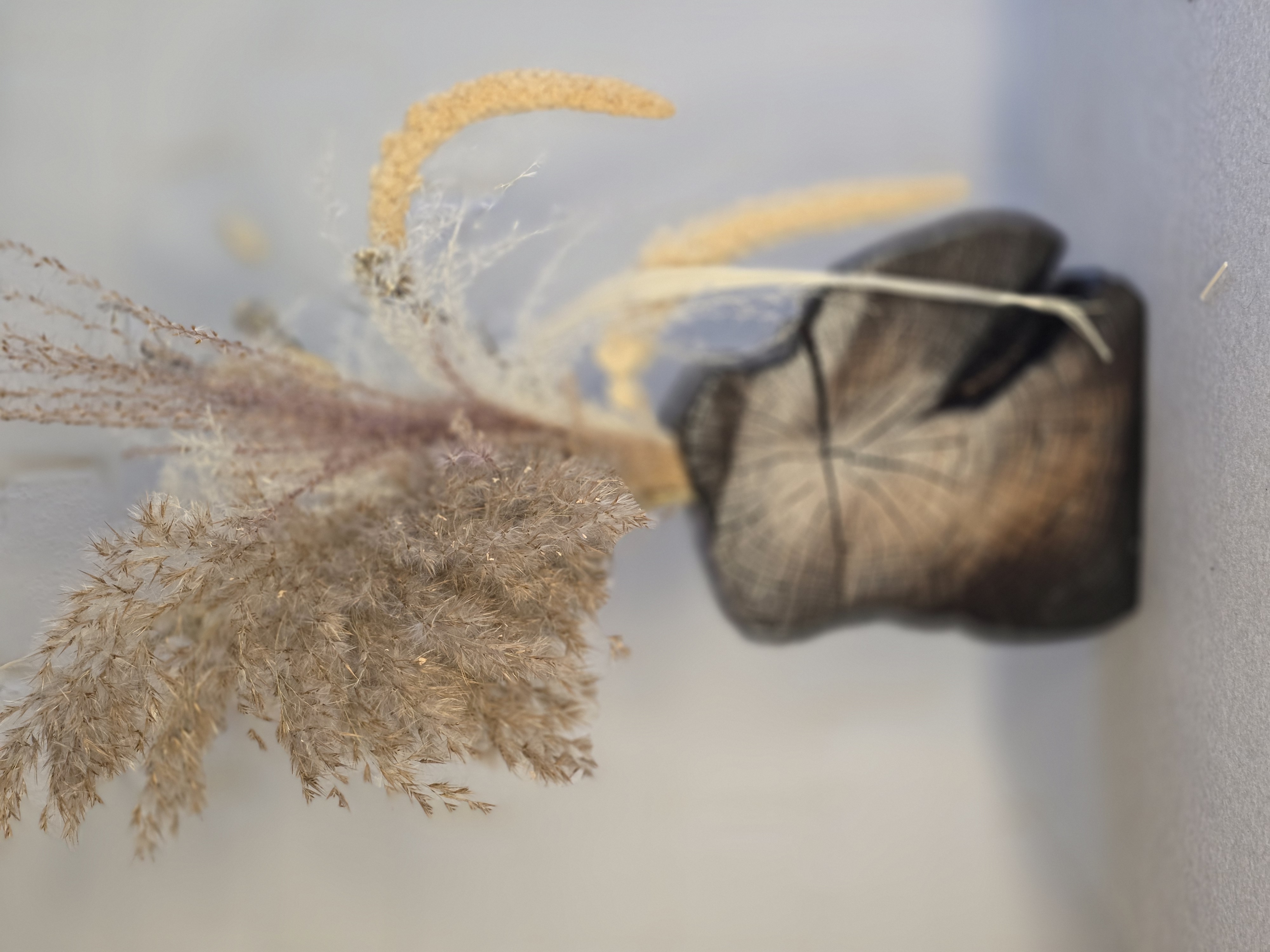 Rustic Wooden Vase with Dried Flowers