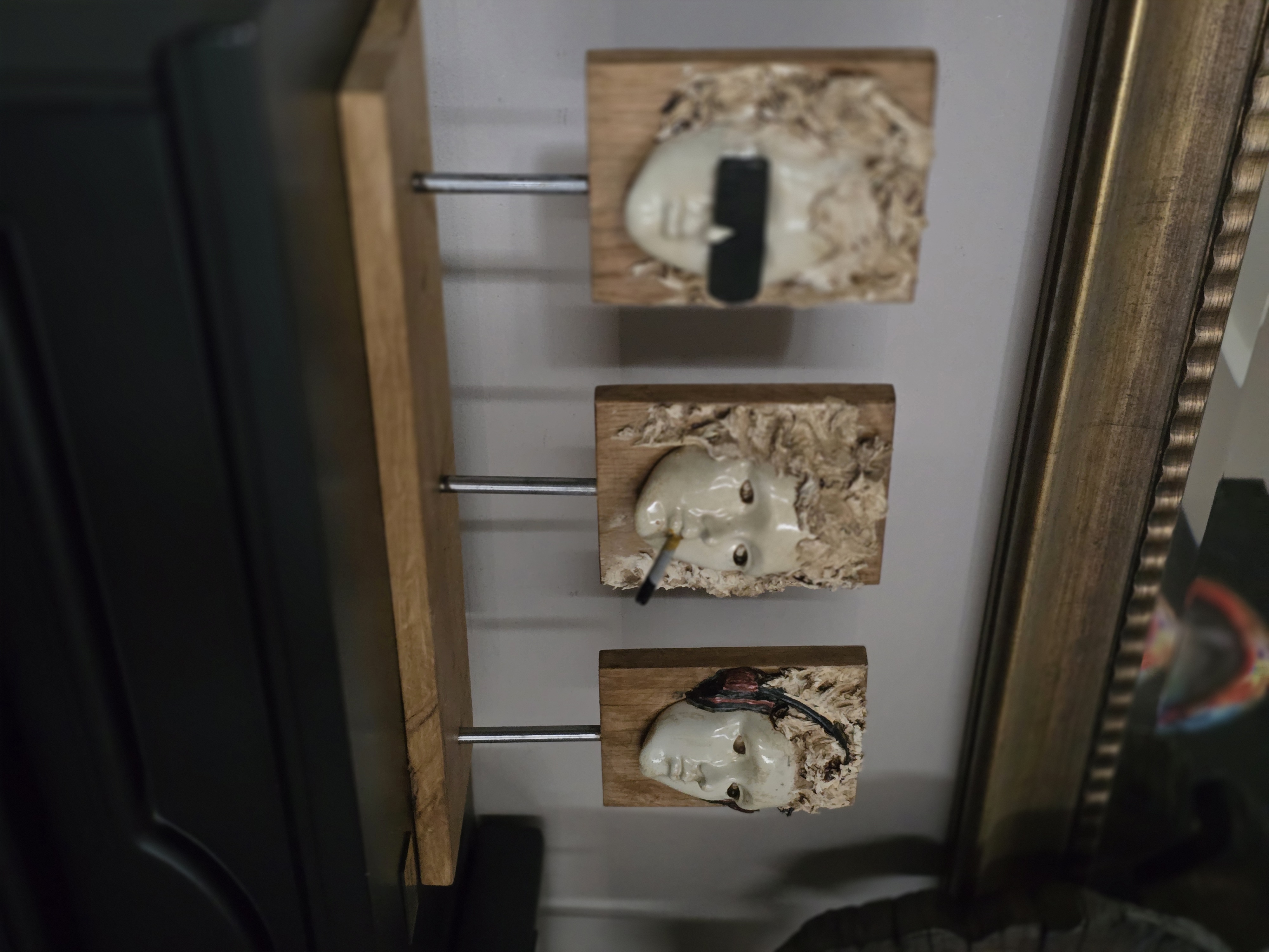 Modern Abstract triple heads sculpture