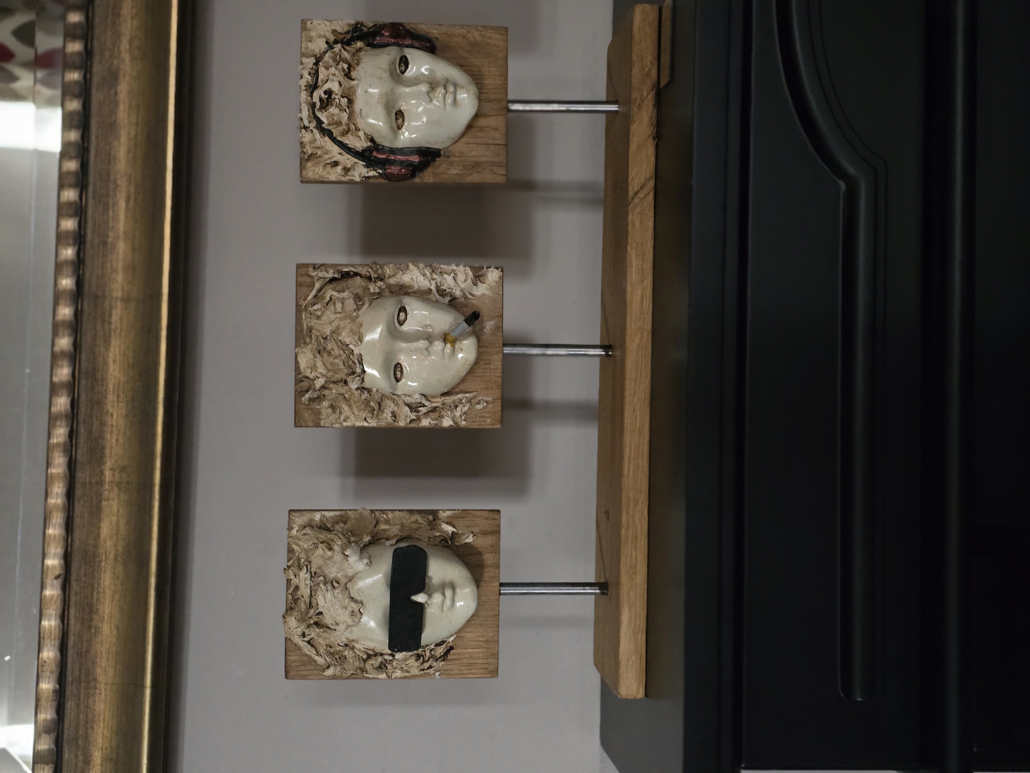 Modern Abstract triple heads sculpture