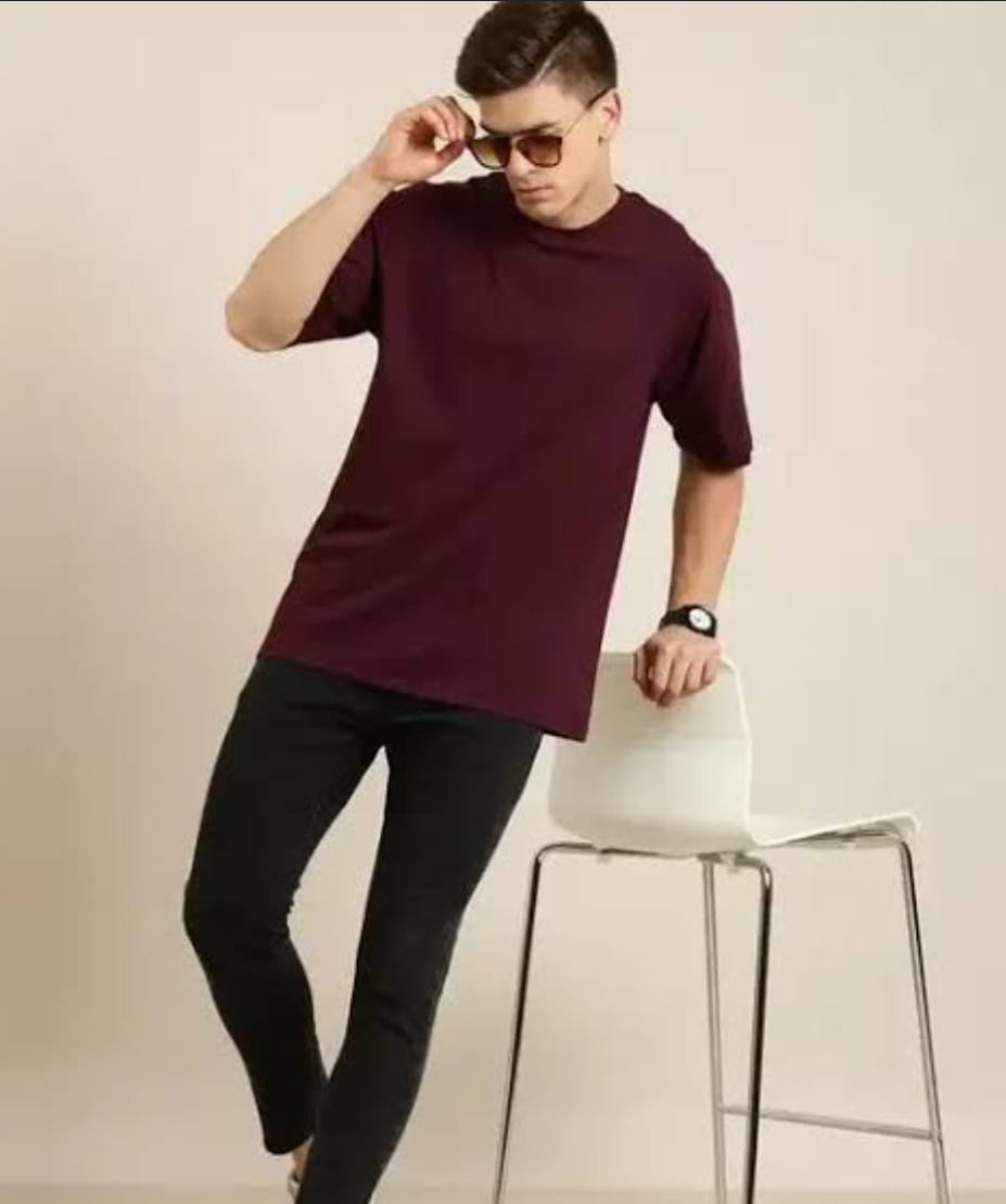 WINE PLAIN OVERSIZED TEE