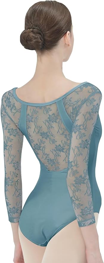 Maillot danza azul con encaje