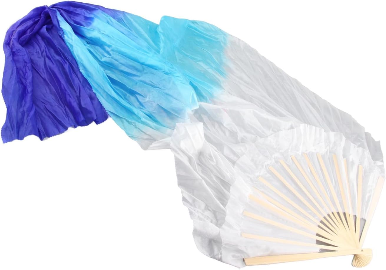 Abanico de danza de color azul en degradado
