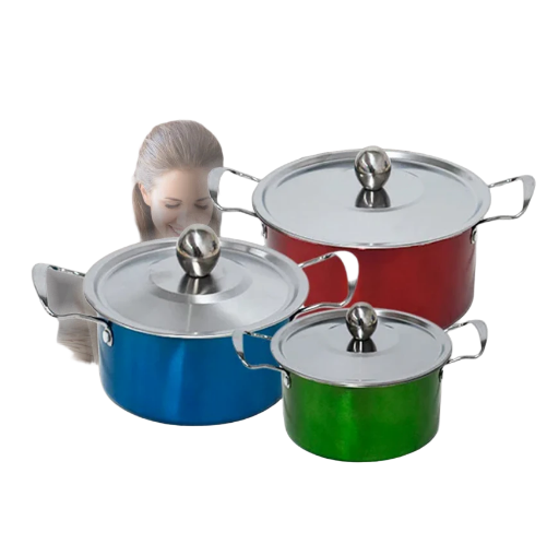 Set de 3 ollas de acero inoxidable