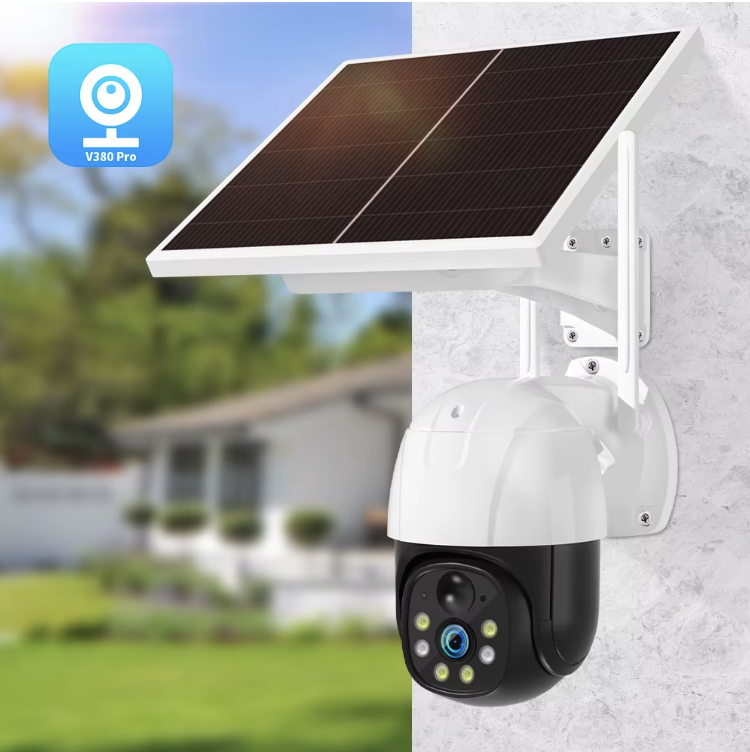 Cámara para exterior con panel solar