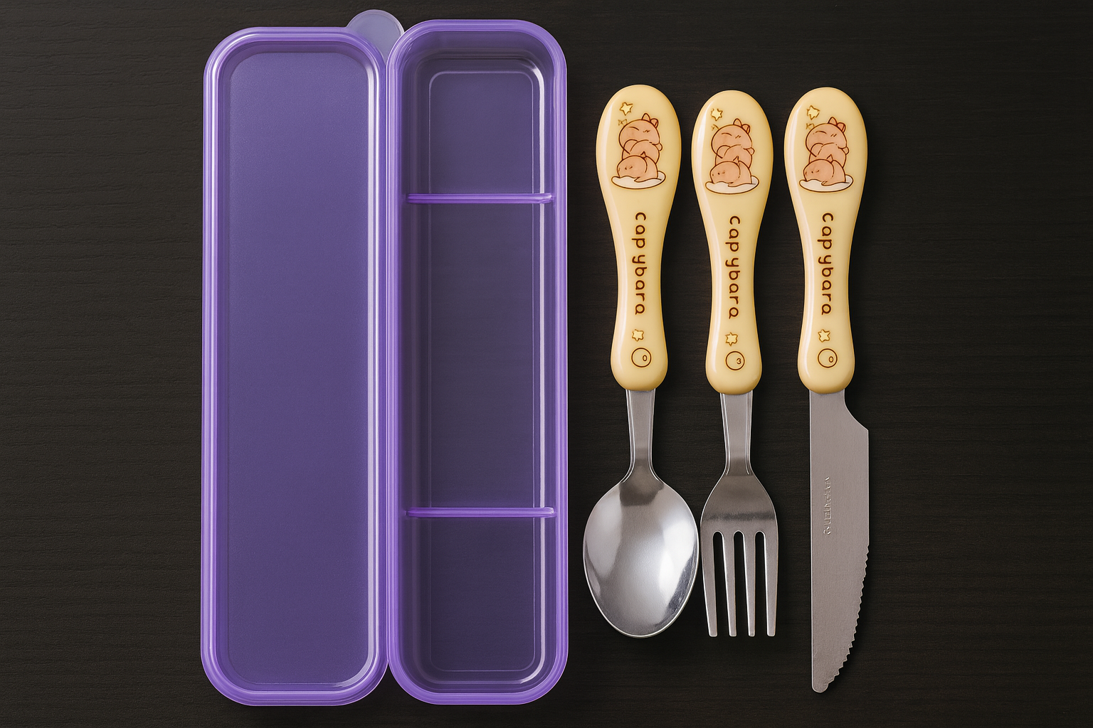 Set de 3 cubiertos infantiles con estuche