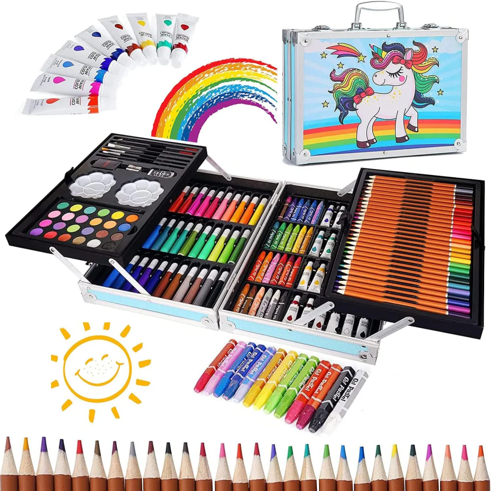 Set de arte de 145 piezas con maletín metálico