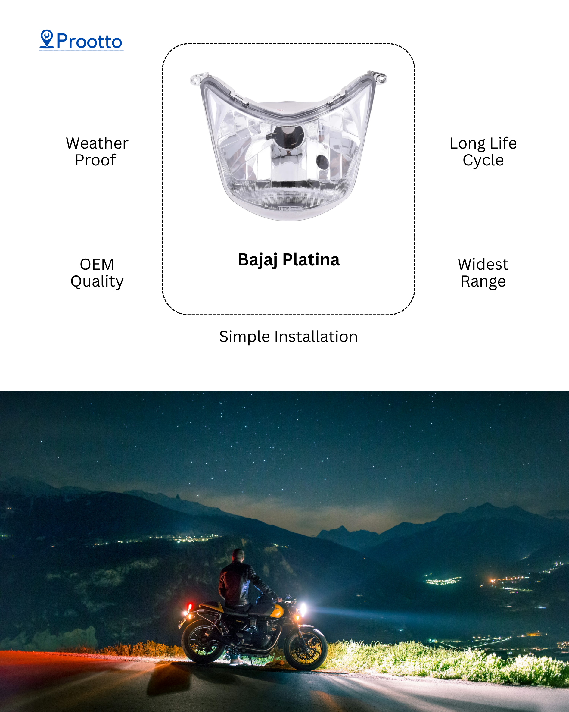 HEAD LAMP PLATINA WITH PARKING