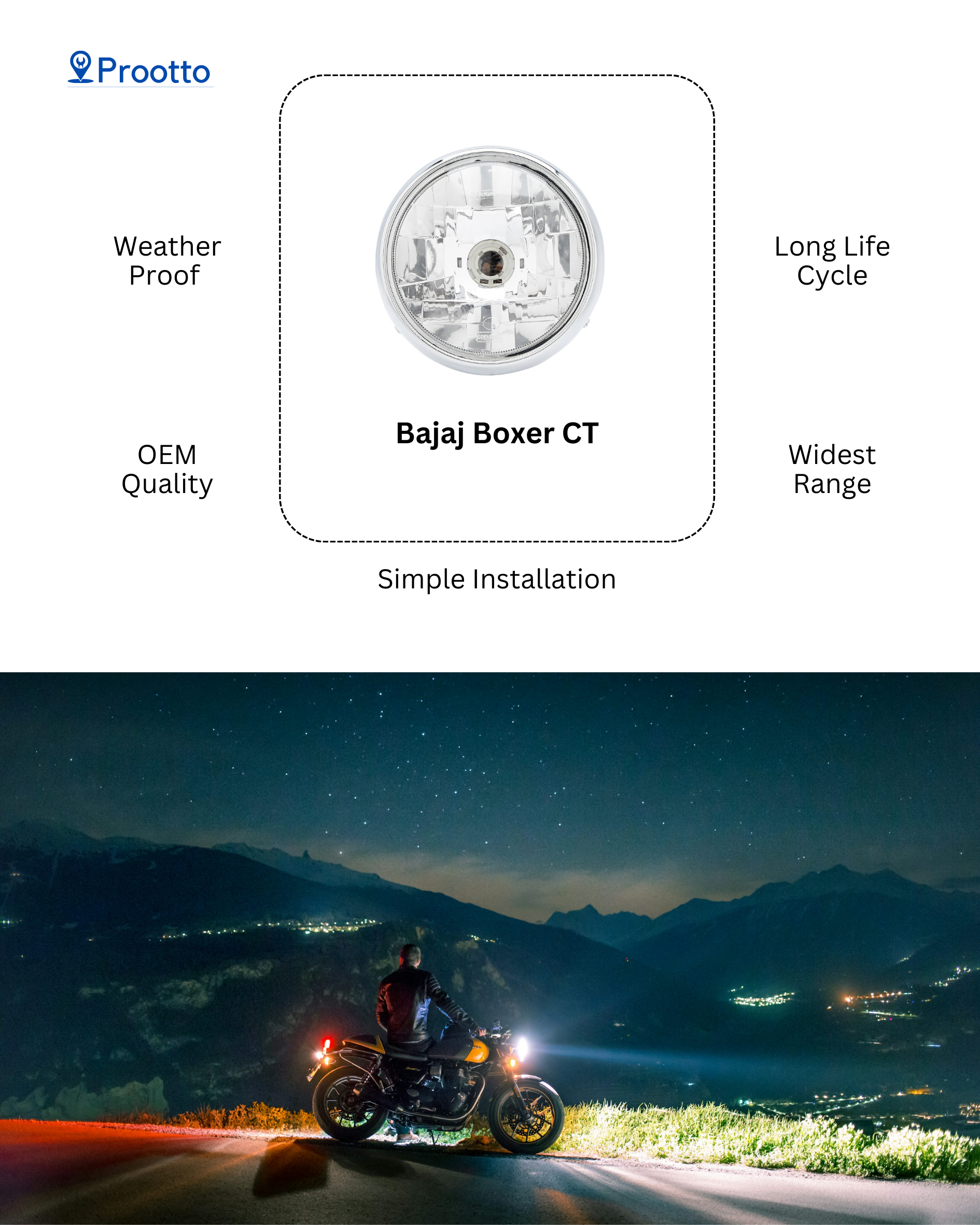 HEAD LAMP BAJAJ BOXER CT