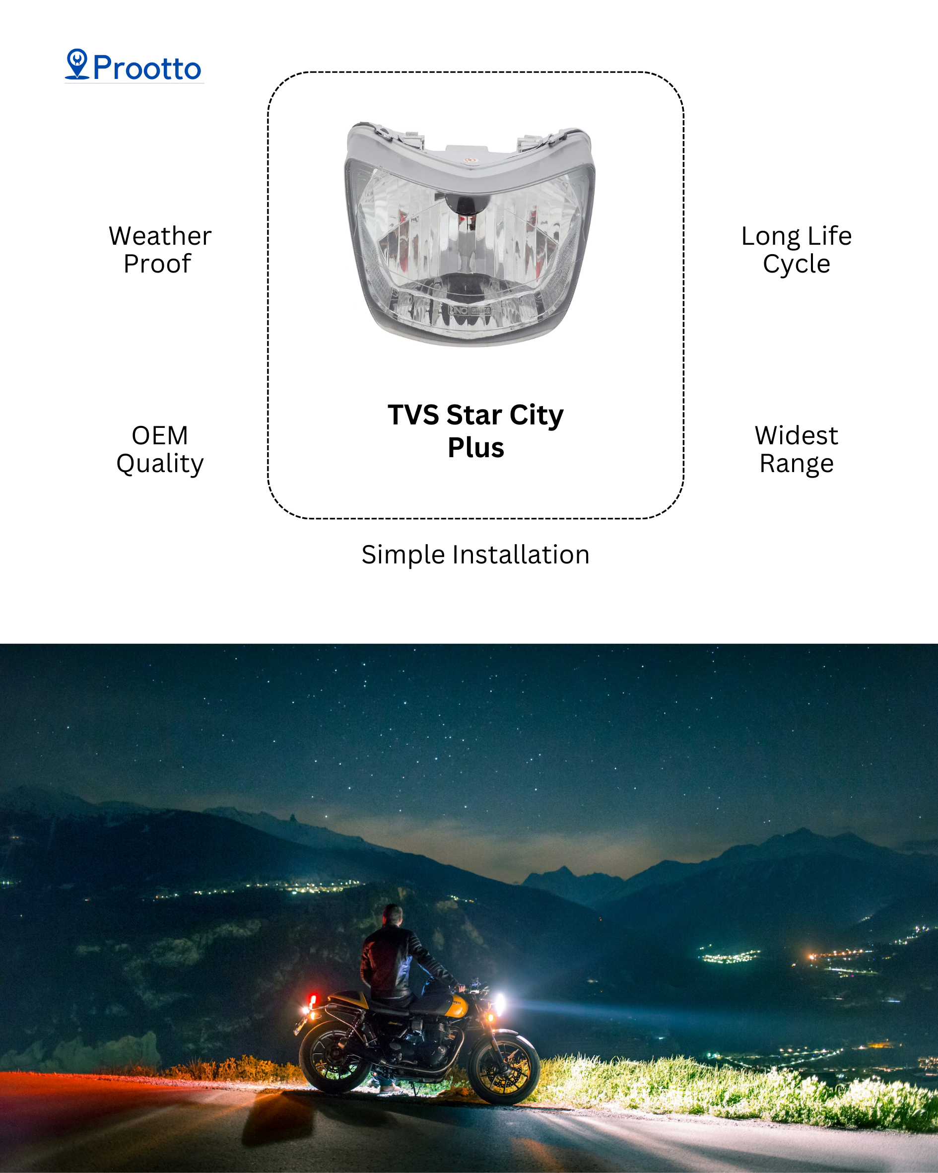 HEAD LAMP TVS STAR CITY PLUS