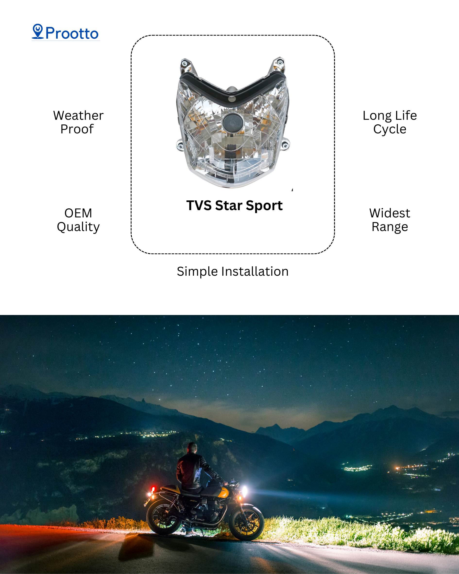  HEAD LAMP TVS STAR SPORTS