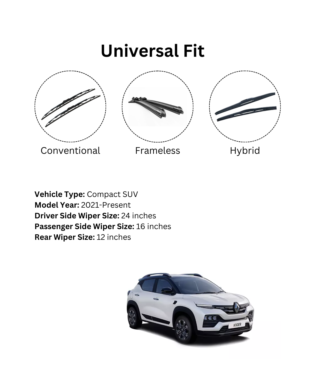 Renault Kiger Windshield Wipers