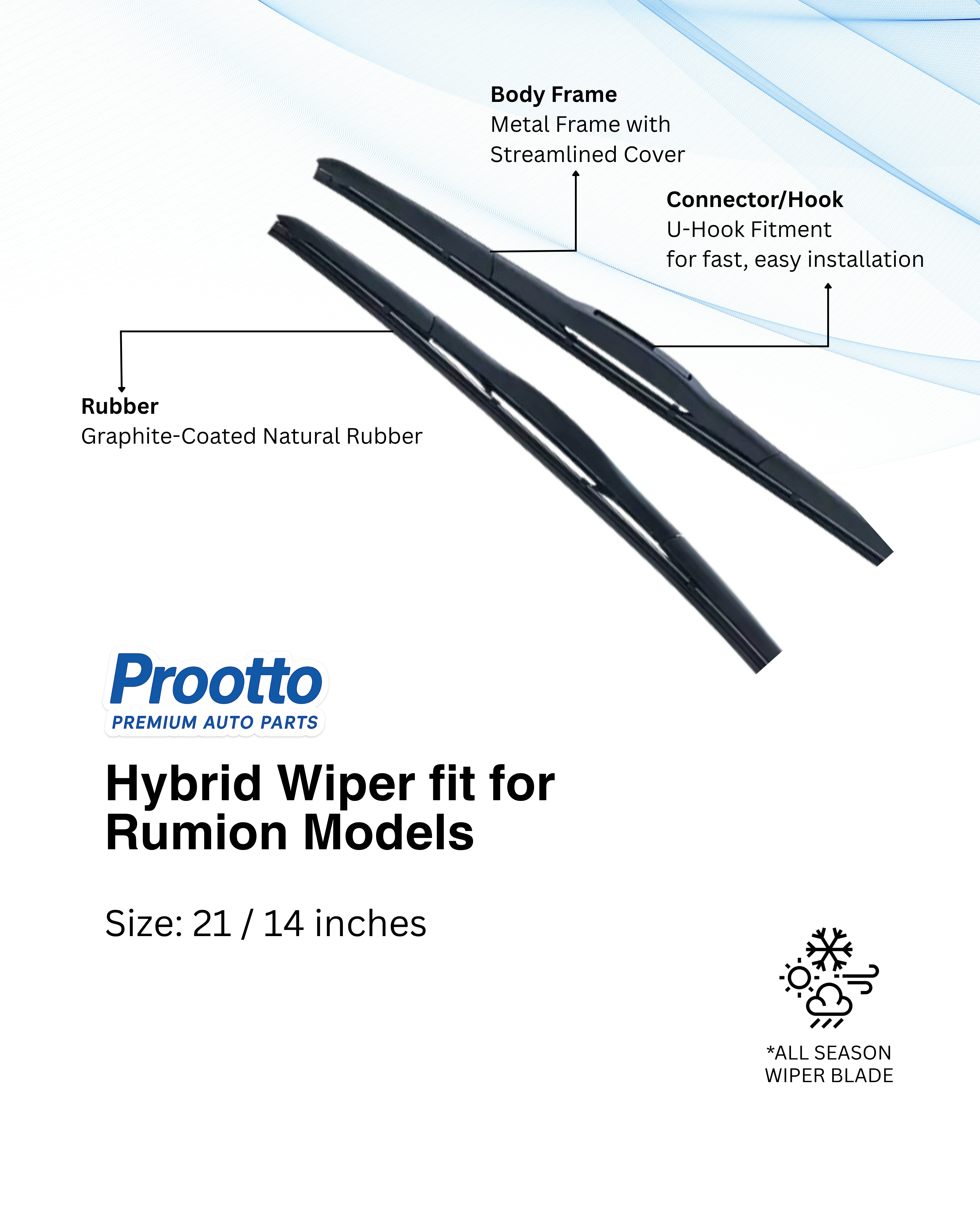 Toyota Rumion Wiper Blades (21”/14”) – Prootto Premium Range