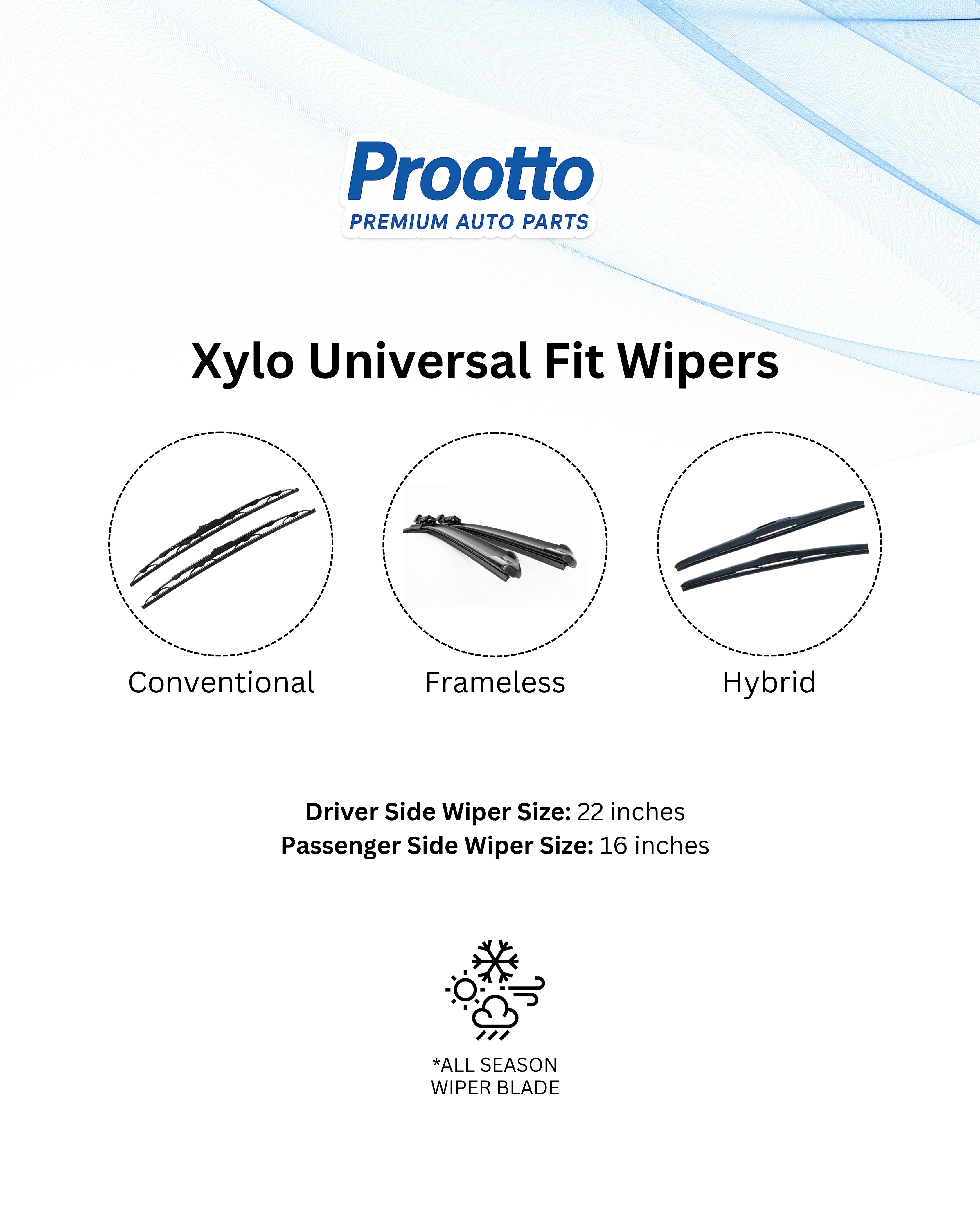 Mahindra Xylo Wiper Blades (22”/16”) – Prootto Premium Range