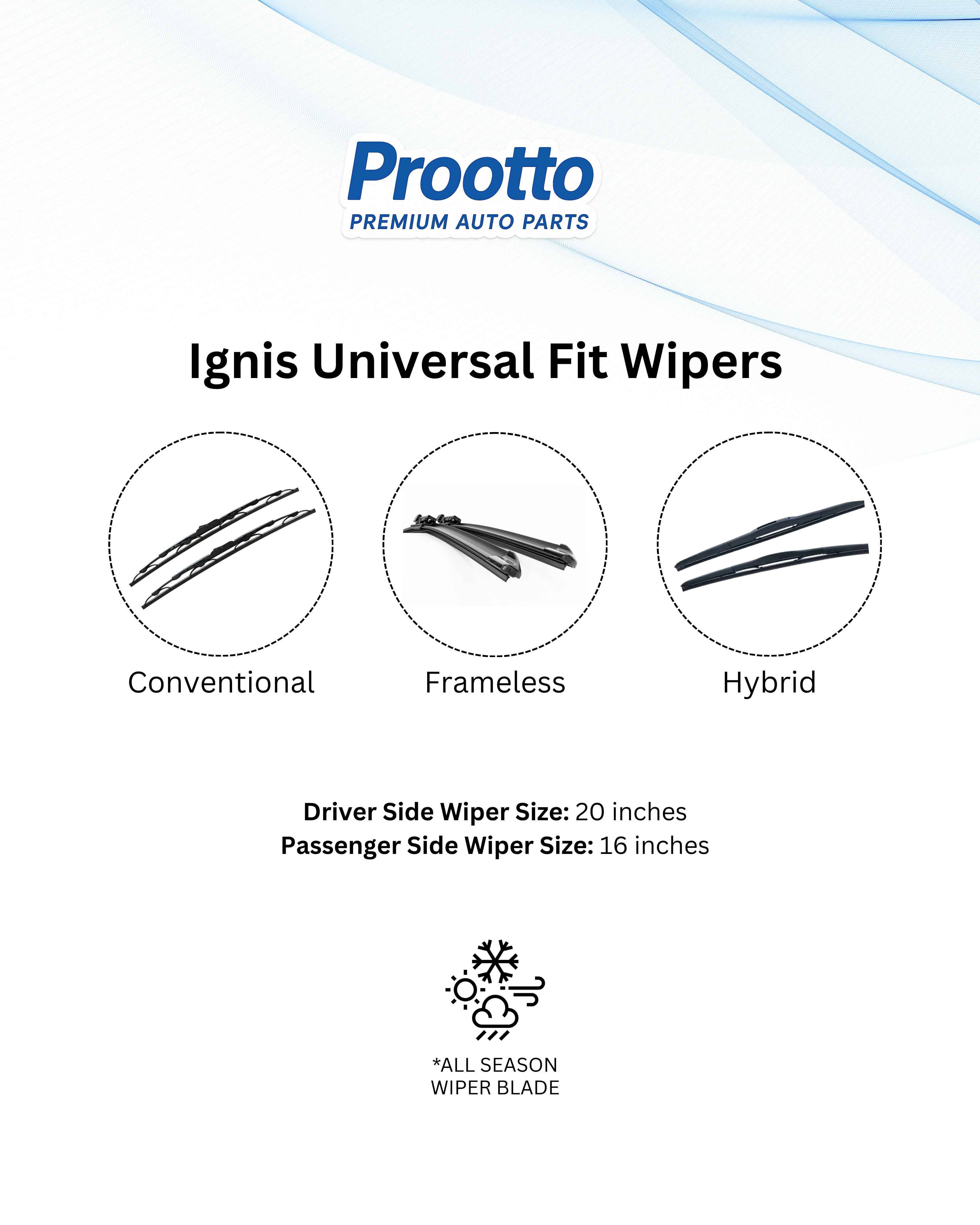 Maruti Ignis Wiper Blades (20”/16”) – Prootto Premium Range