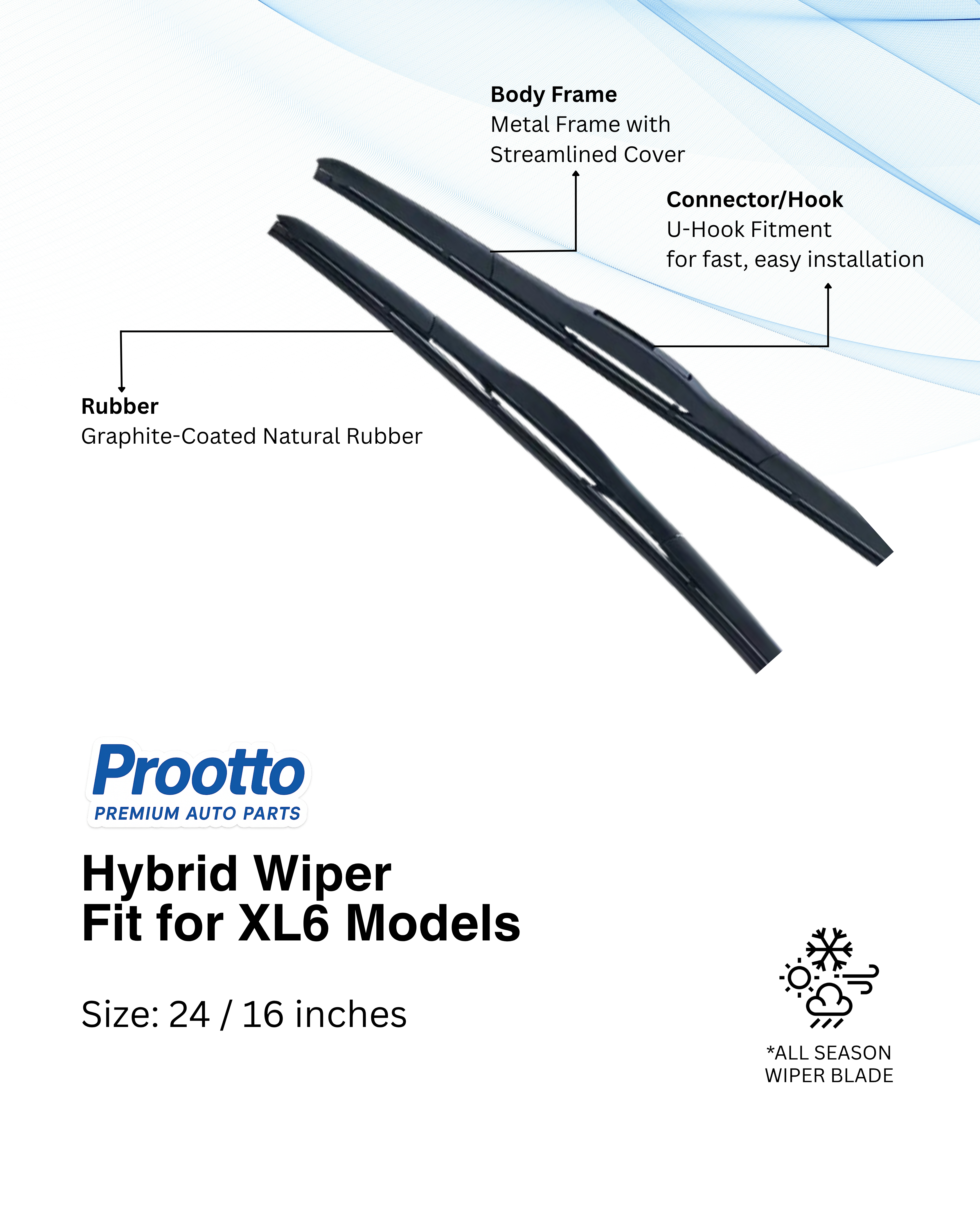 Prootto Wiper Blades for Maruti XL6 – Hybrid, Frameless & Conventional